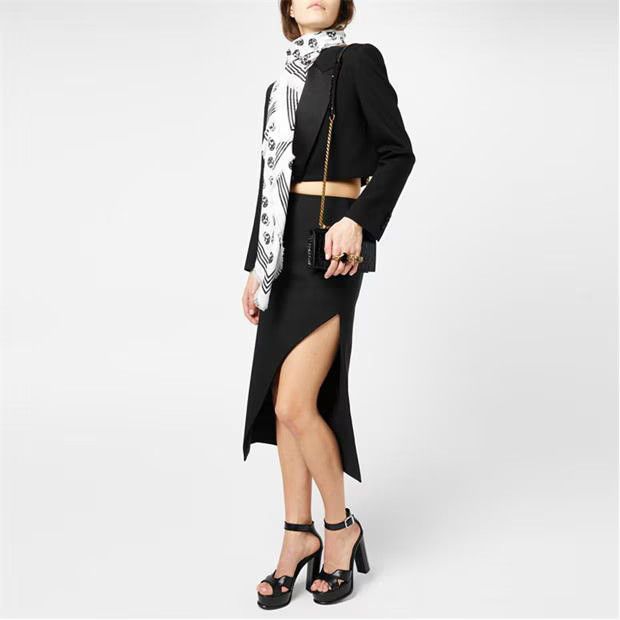 Alexander McQueen o1g2r1mq0824 Size: OS / Mini Skull Scarf in Ivory & Black Size ONE SIZE - 4 Thumbnail
