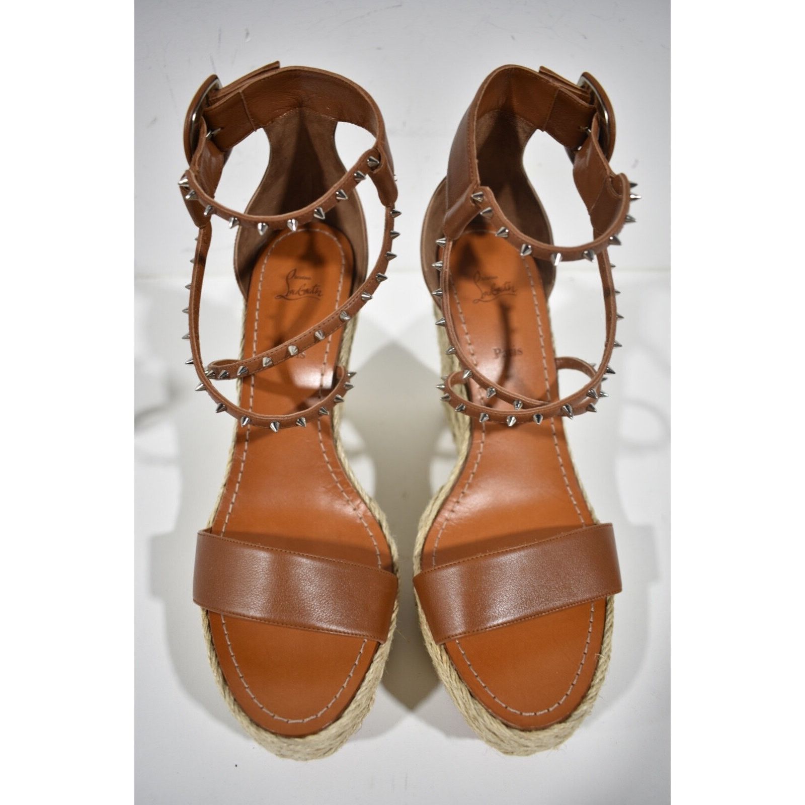 Christian Louboutin Chocazeppa Spikes 120 Cuoio Brown Platform Wedge Sandal 42 Size US 12 / IT 42 - 7 Thumbnail
