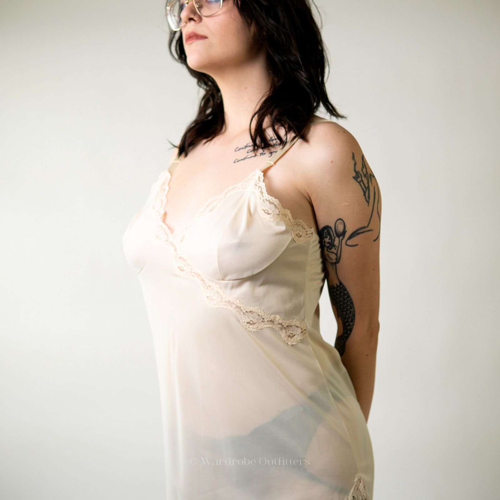 Vintage Vintage 60s White Lace Lingerie Slip Size ONE SIZE - 6 Thumbnail