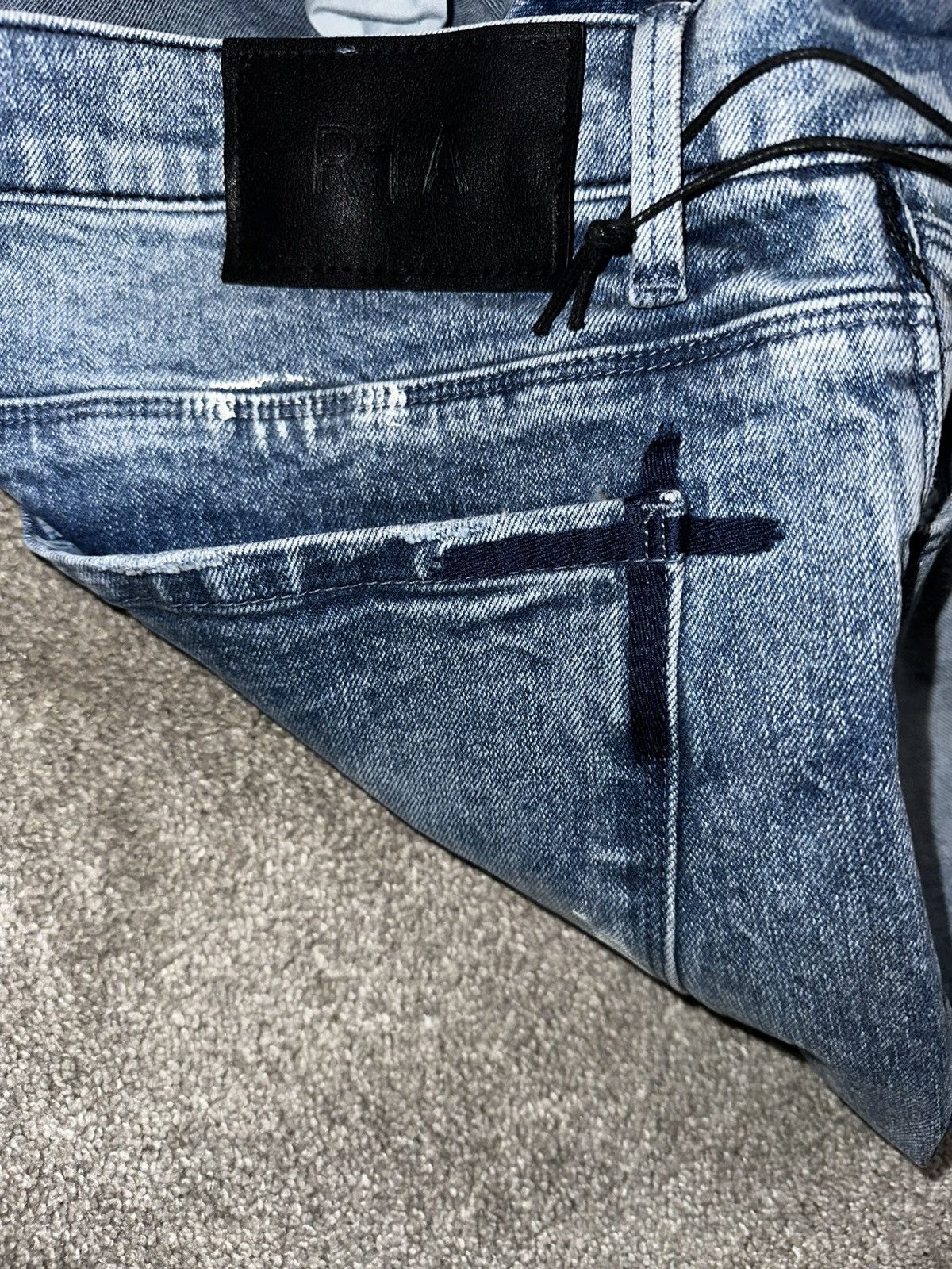 Rta RtA Blue Clayton Distressed White Paint Denim Size US 34 / EU 50 - 3 Thumbnail