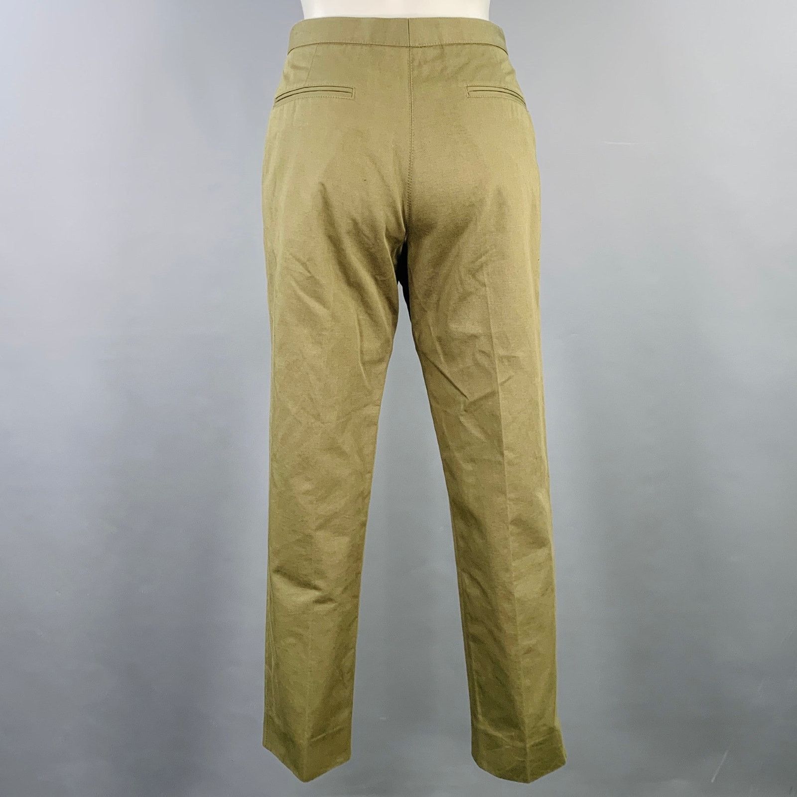 Marni MARNI Green Olive Cotton Linen Twill Flat Front Casual Pants Size 26" / US 2 / IT 38 - 2 Thumbnail