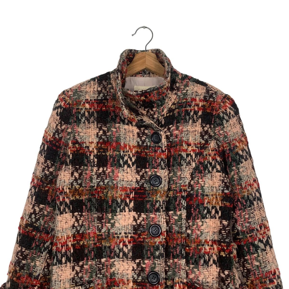 Japanese Brand RAISON Made in Japan Checkered Tweed Long Coat #1811-C20 Size S / US 4 / IT 40 - 2 Thumbnail