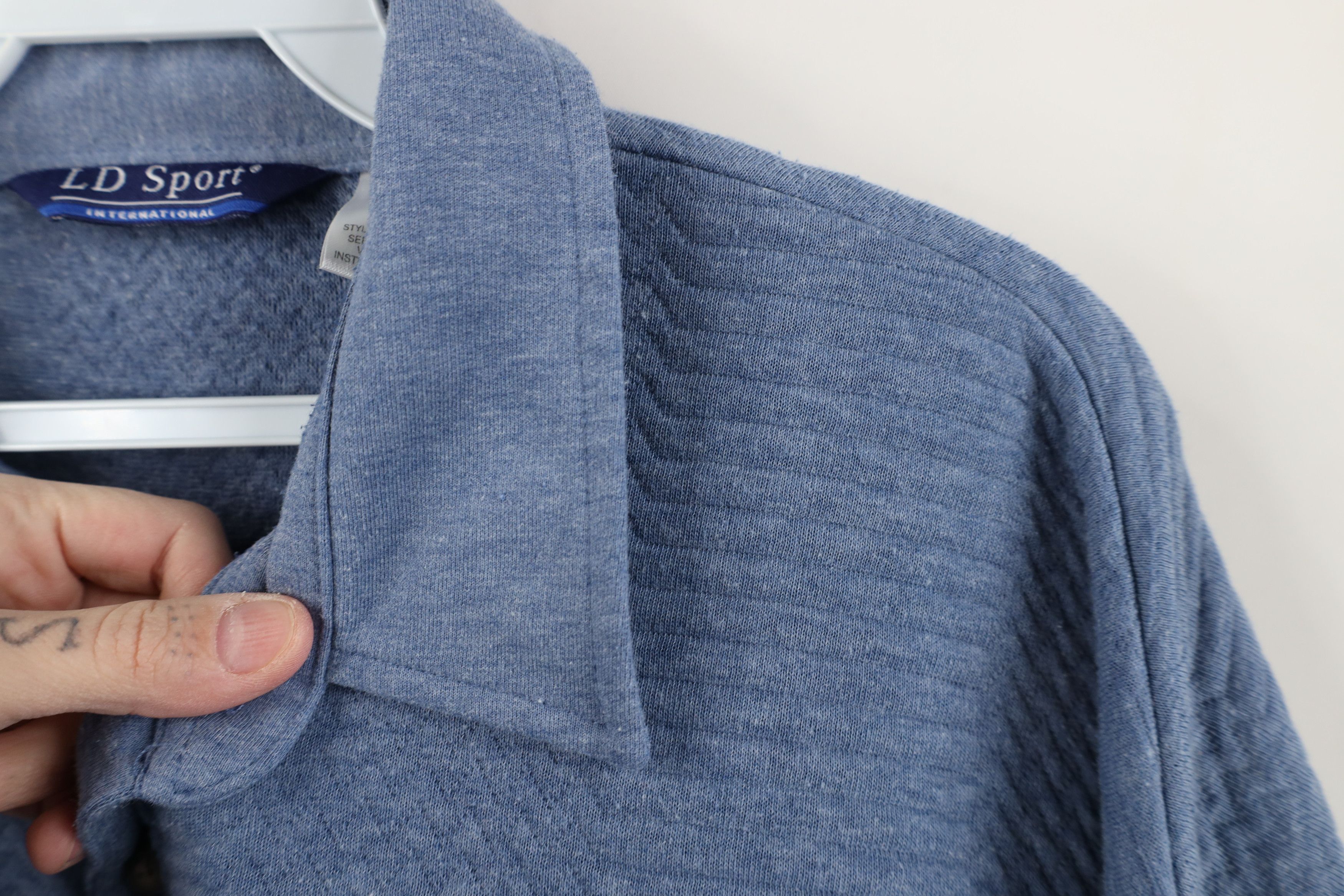Vintage Vintage 90s Streetwear Ribbed Knit Pullover Polo Shirt Blue Size US XL / EU 56 / 4 - 4 Thumbnail