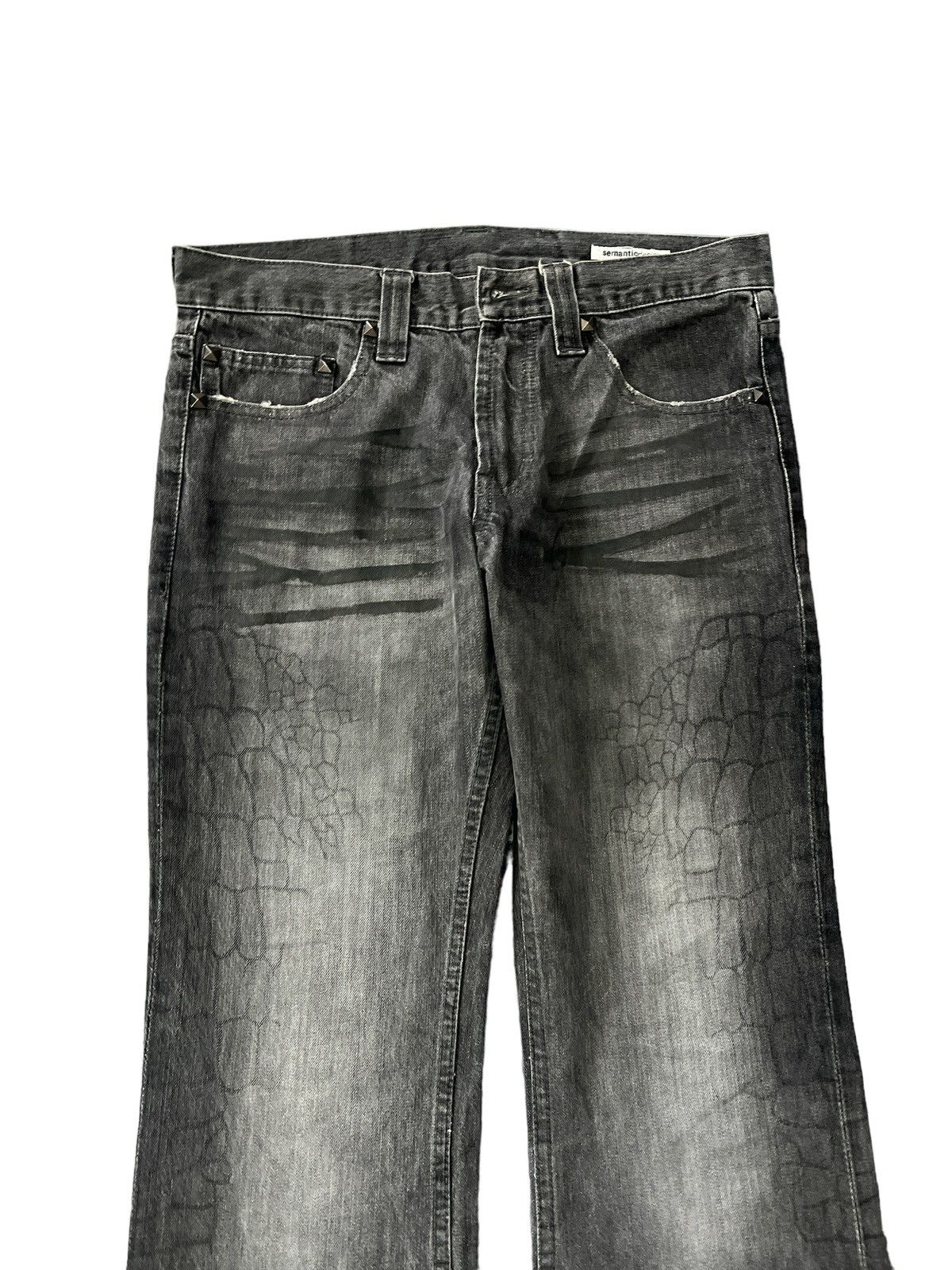 If Six Was Nine × Japanese Brand FLARED💥SEMANTIC DESING ART DISTRESSED DENIM PANT Size US 31 - 3 Thumbnail