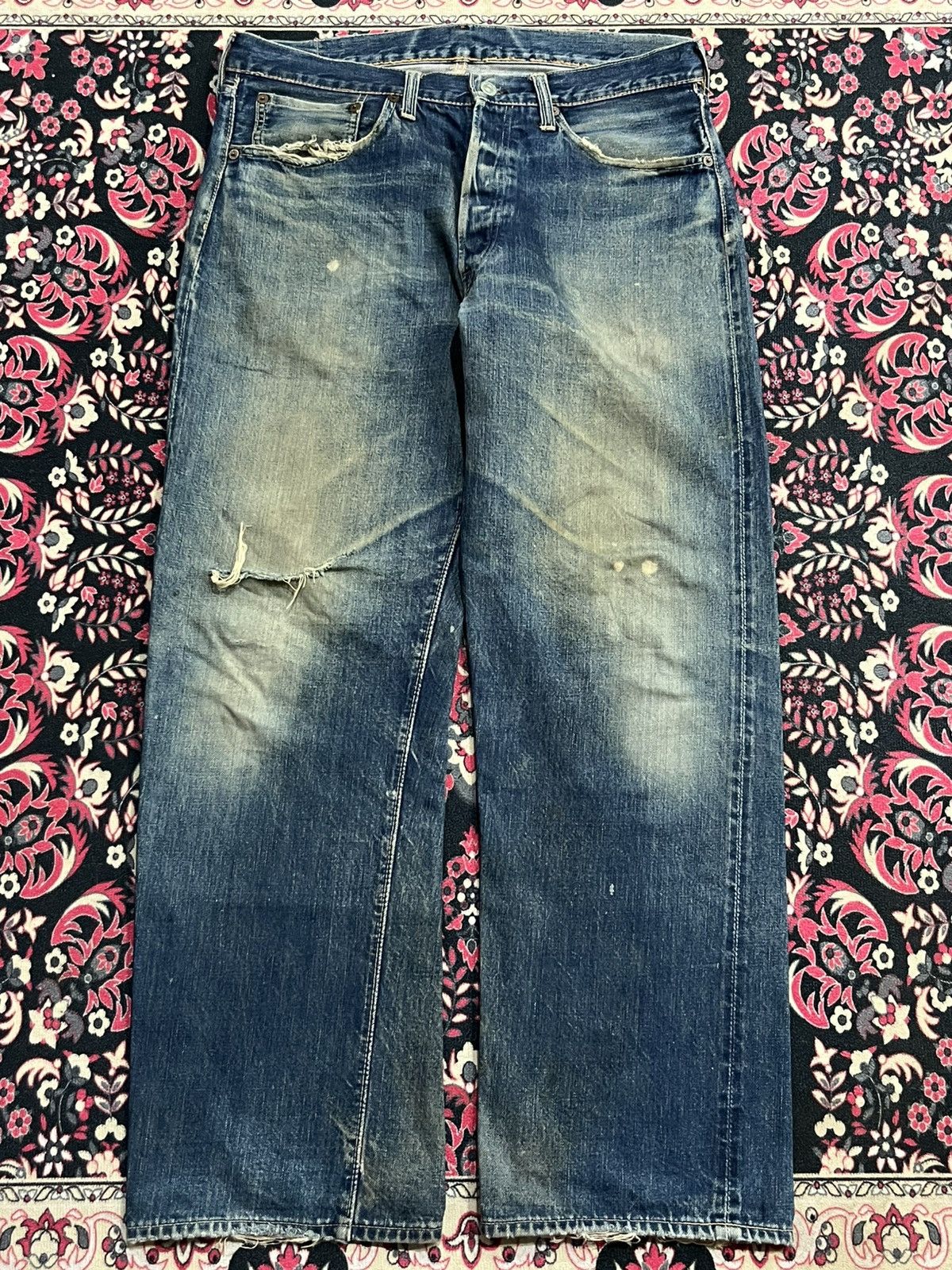 The Real McCoy's Joe McCoy & Co Lot 905 Dark Faded Distressed Selvedge Jeans Size US 34 / EU 50 - 2 Thumbnail