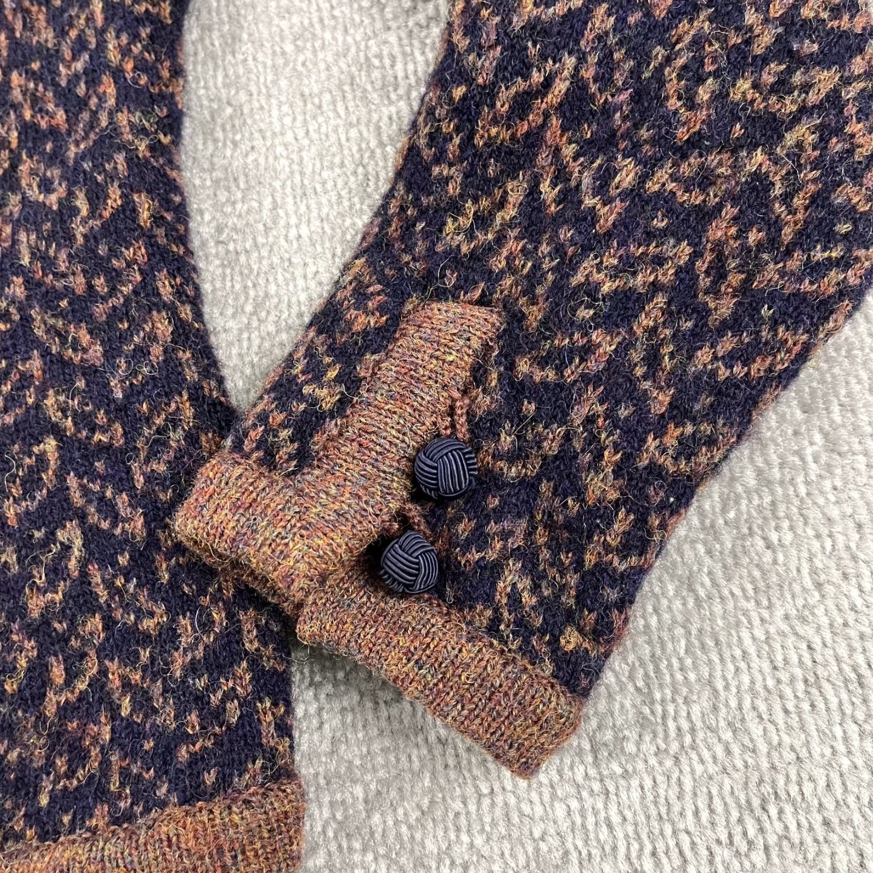 J. PETERMAN Sweater Womens Large 100% Wool Blue Cardigan Jacket Casual Vintage