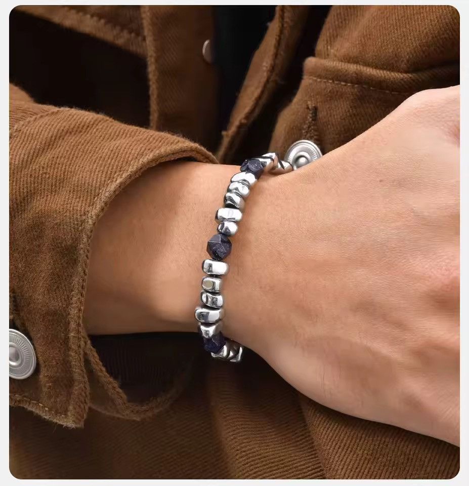 Jewelry Punk Stainless Steel Adjustable Beaded Bracelet Size ONE SIZE - 3 Thumbnail