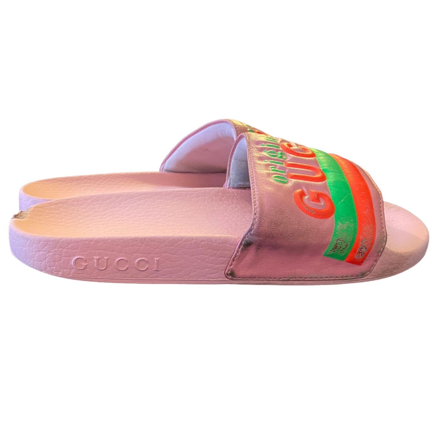 Auth Gucci Limited Edition Neon Pink Pool Beach Slides 6