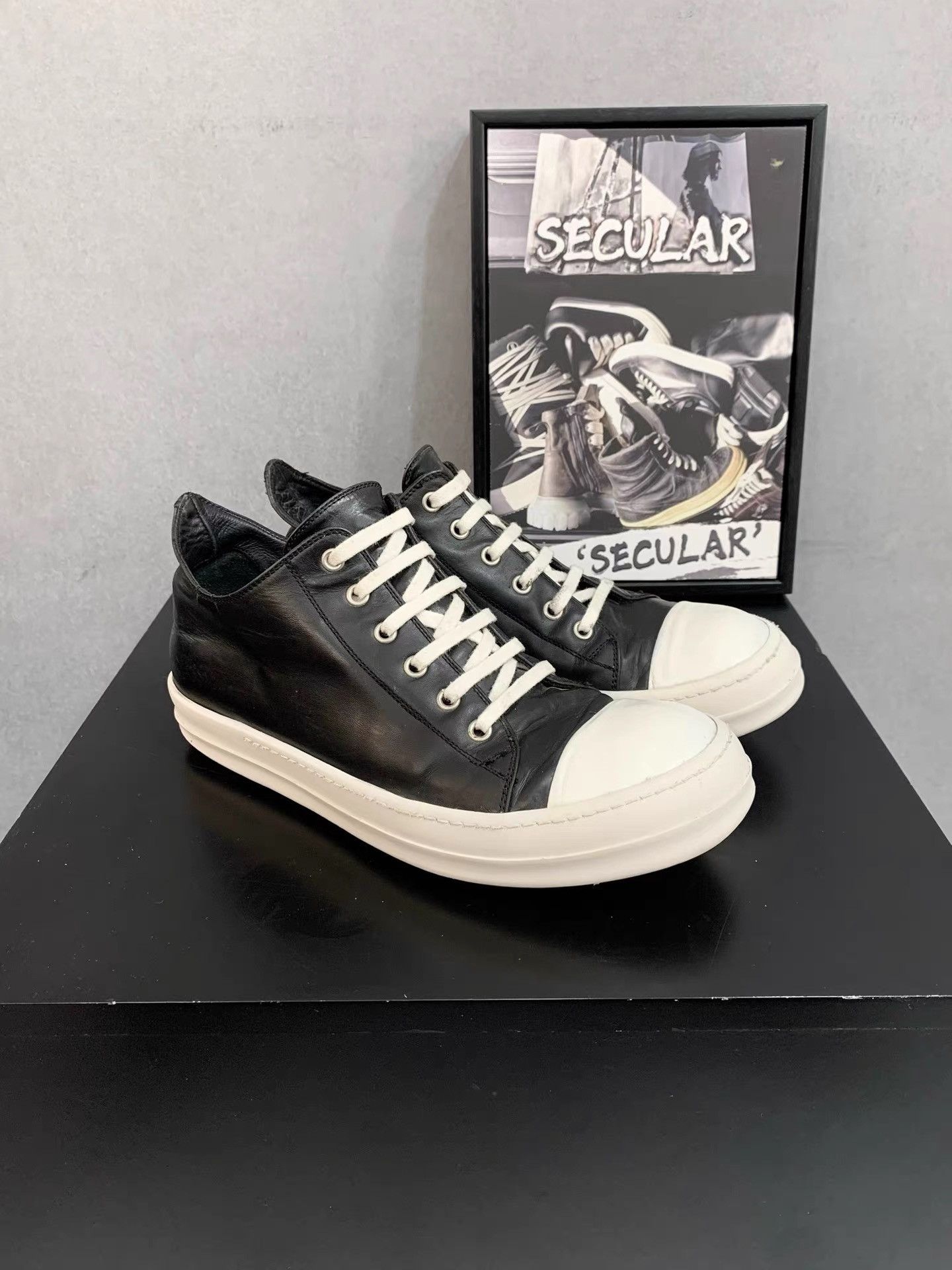 Rick Owens Rick Owens 16SS Mainline Leather Low-Top Ramones K34 Size US 7.5 / EU 40-41 - 1 Thumbnail