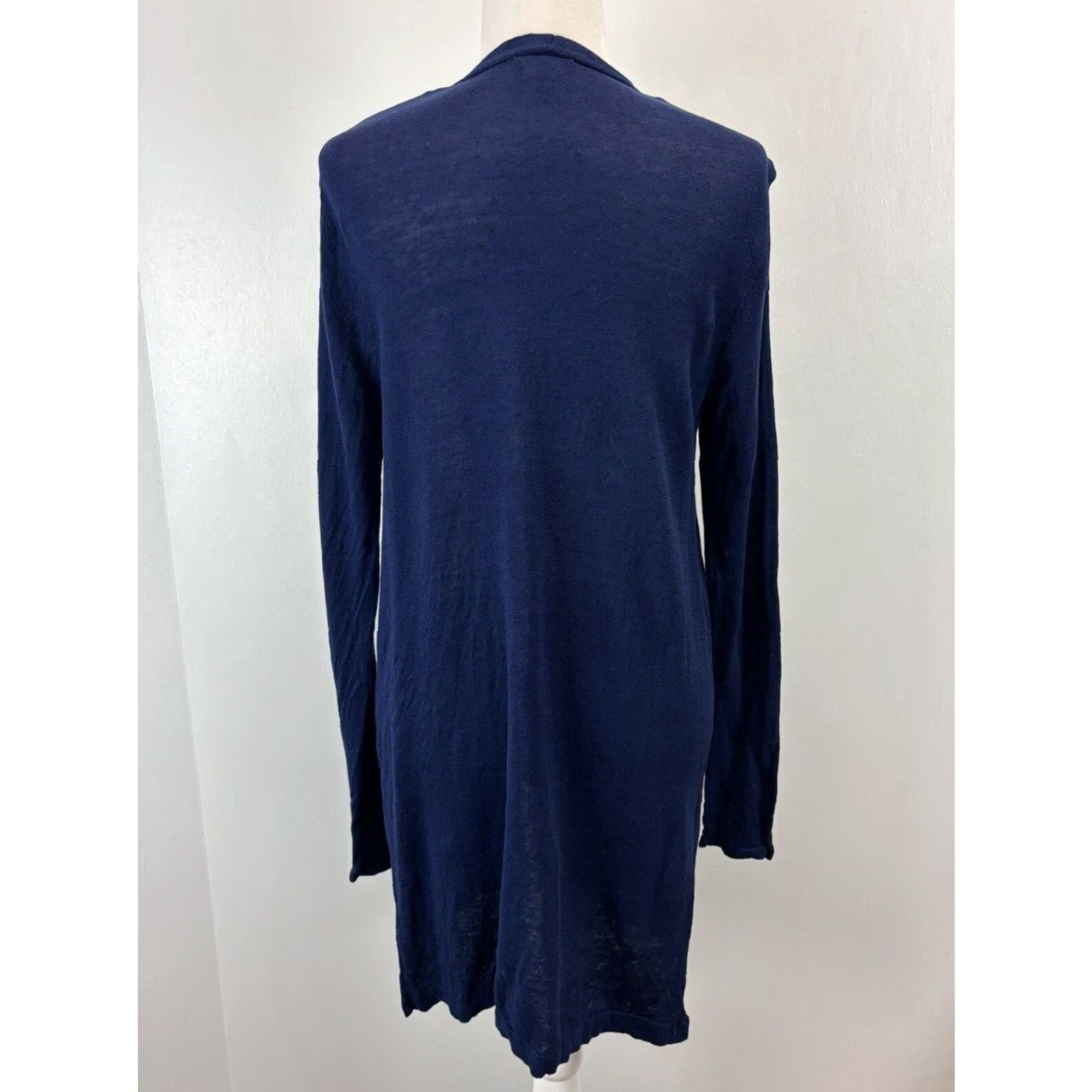 Vintage Women's Travelsmith Linen Blend Cardigan Sweater Small Navy Blue Long Sleeve Open Front Knit Size S / US 4 / IT 40 - 3 Thumbnail
