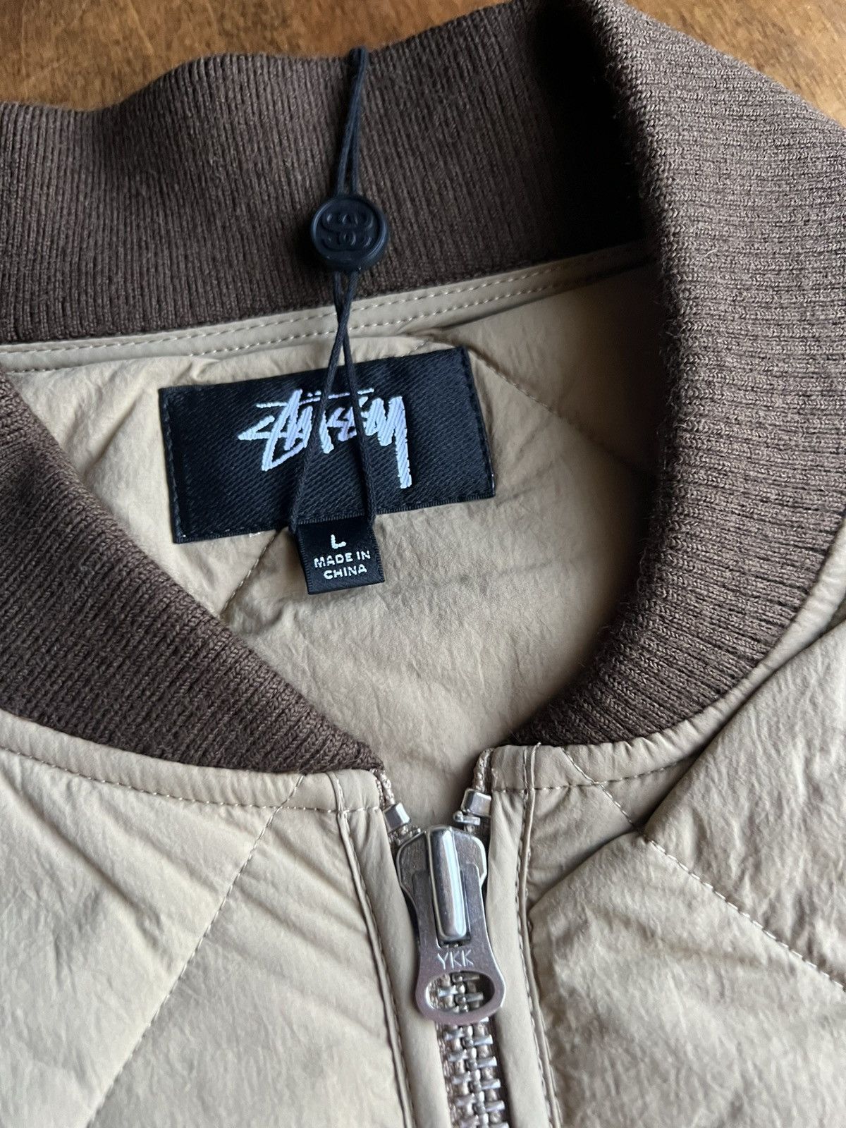 Stussy × Vintage Stussy 8 Ball Quilted Liner Jacket Tan Brown Size US L / EU 52-54 / 3 - 3 Thumbnail