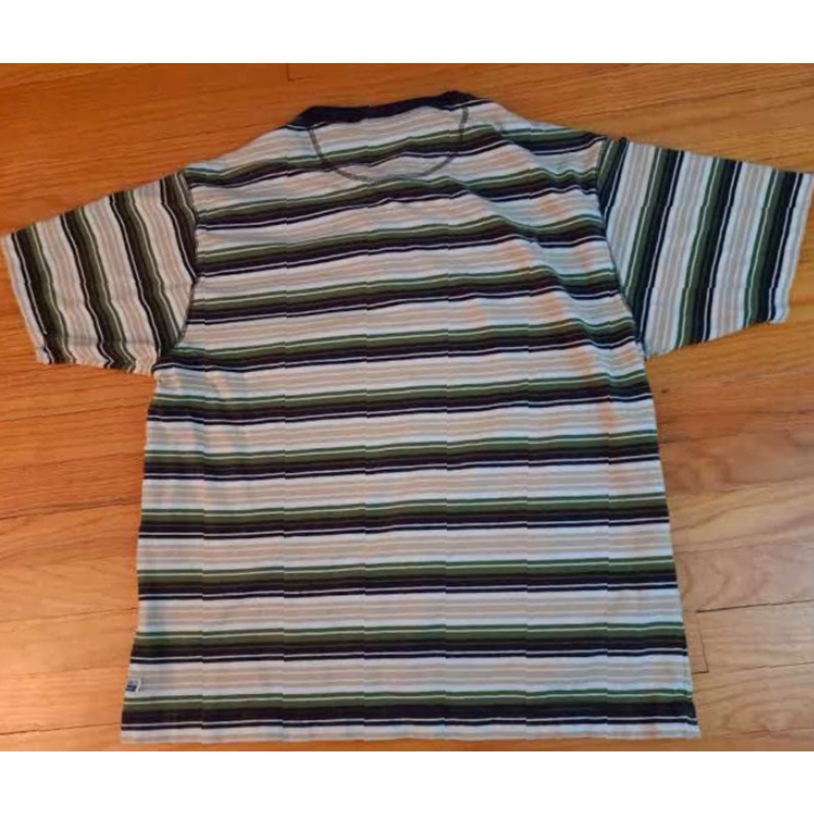 Levi's VINTAGE Levi's Shirt USA Cotton Striped Button-Up XL Unisex Adults Short Sleeve Green Black Tan 27in 23in pit to pit X-Large Size US XL / EU 56 / 4 - 4 Thumbnail