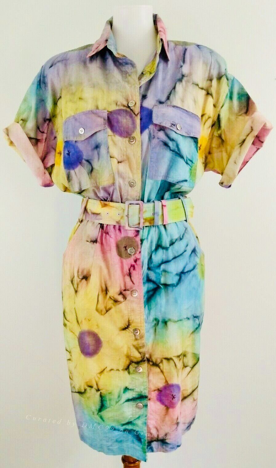 Vintage Vintage Tie-Dye Shirt Dress Size M / US 6-8 / IT 42-44 - 1 Thumbnail