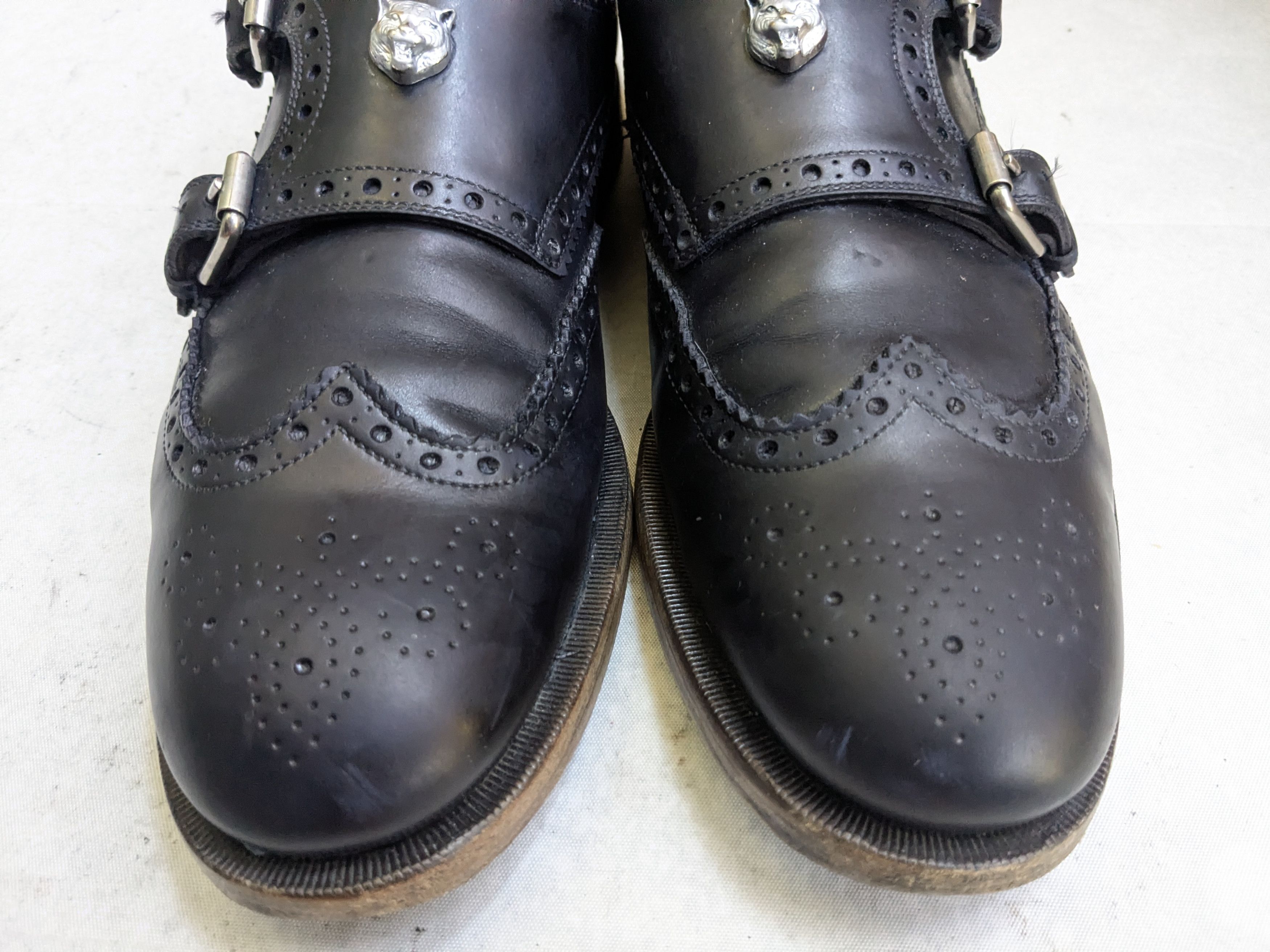 Gucci Gucci Double Monkstrap Brogues Navy Blue 10 Leather Size US 10 / EU 43 - 4 Thumbnail