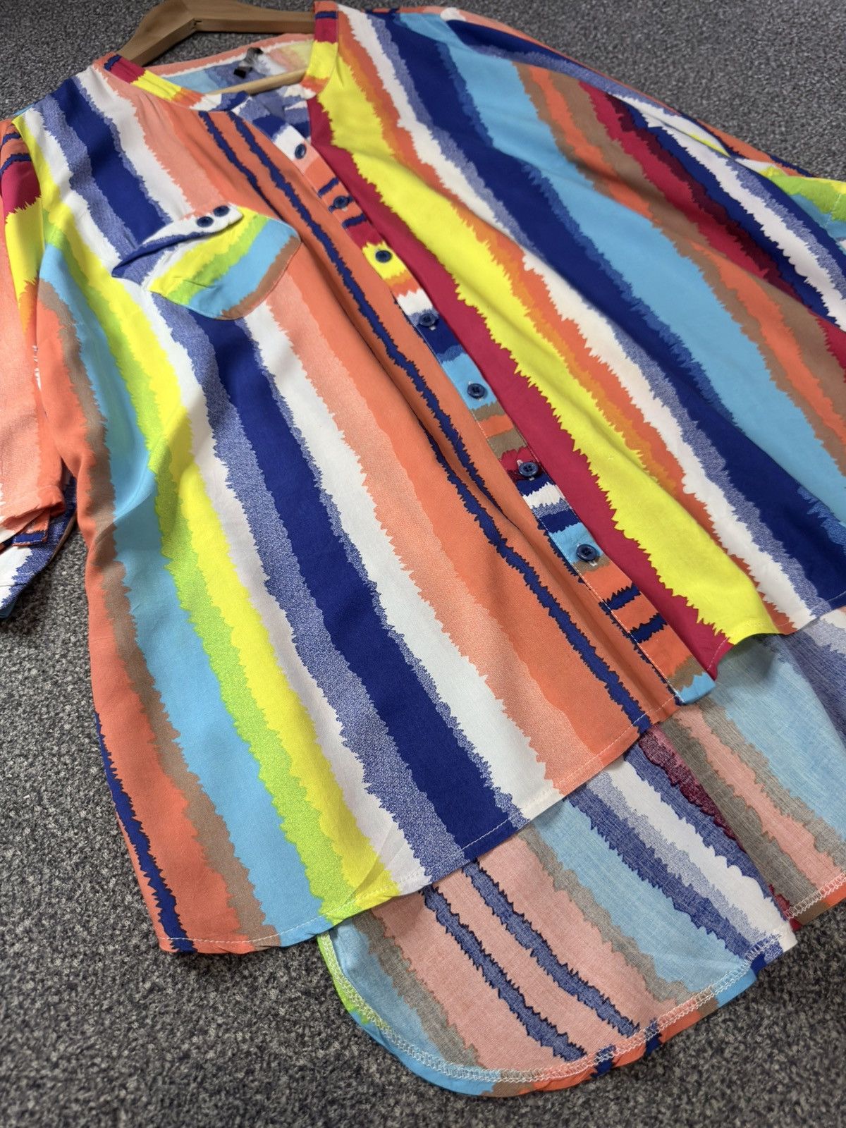 Vintage Archive 100% Rayon Boyfriend Striped Capri Shirt Dress Size L / US 10 / IT 46 - 3 Thumbnail