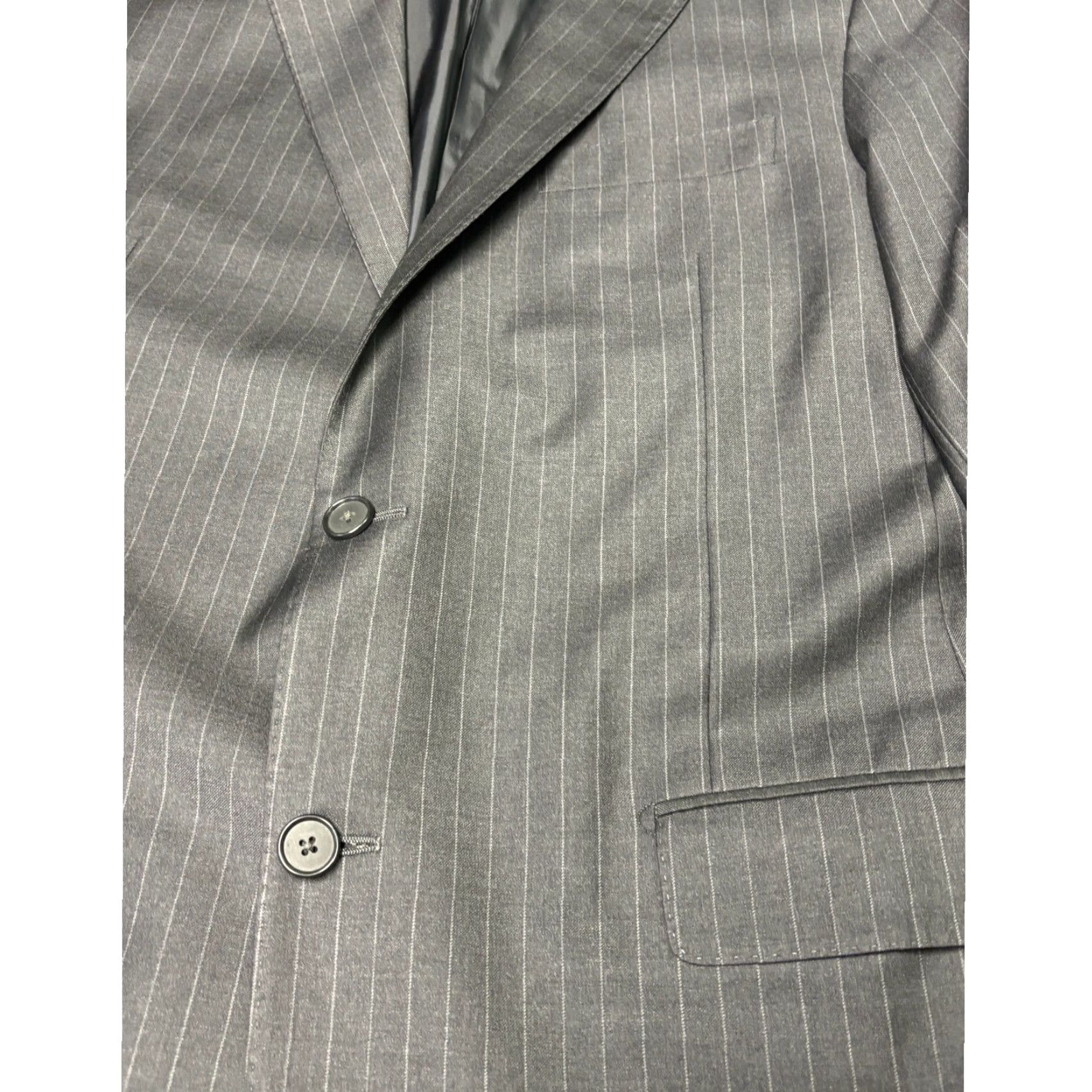 Loro Piana Hickey Freeman Blazer Loro Piana Super 150s Wool Pinstripe 42L Charcoal Size 42R - 2 Thumbnail
