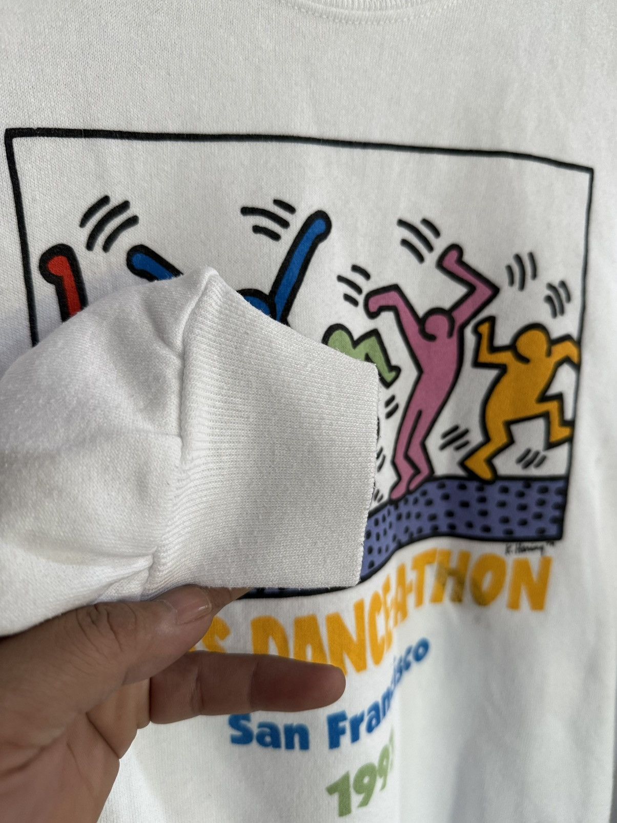 Keith Haring × Vintage Vintage 90s Keith Haring Aids Dance Pop art Sweatshirt Size US M / EU 48-50 / 2 - 9 Thumbnail