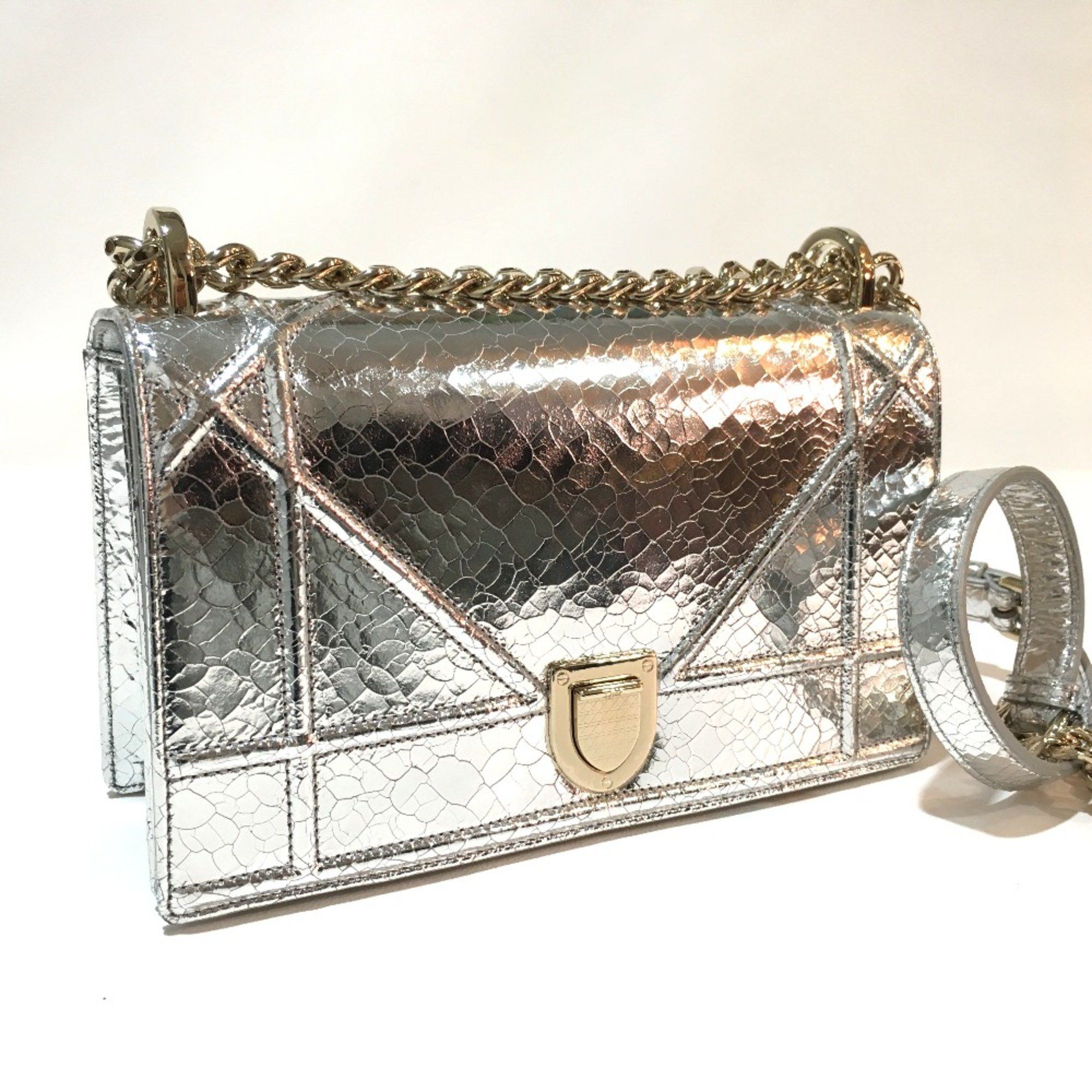 Dior CHRISTIAN DIOR Small flap bag Bag Chain Shoulder Shoulder Bag Silver GoldHardware Size ONE SIZE - 1 Thumbnail