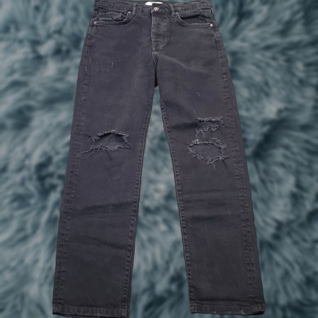 Free People Free People Jeans Women’s 28 Black Denim Straight Leg Button Fly Jeans, 27.75 Inseam, Dark Wash, Pockets, Regular 31 Waist, Pre-owned Size 28" / US 6 / IT 42 - 1 Thumbnail