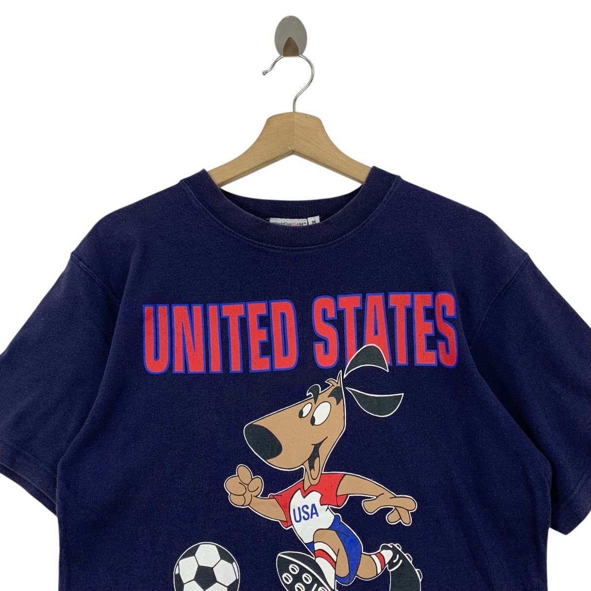 Vintage Vintage 90s WORLD CUP USA 94 big printed navy colour tee Size US M / EU 48-50 / 2 - 2 Thumbnail