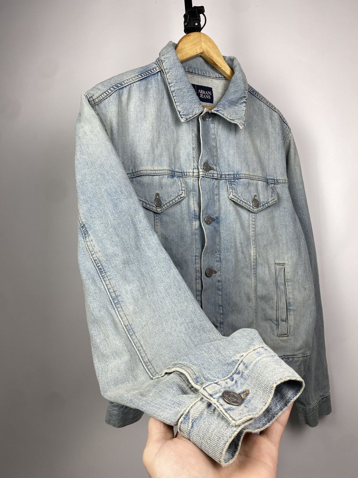 Giorgio Armani Vintage 90s Armani Jeans BIG LOGO Denim Jacket Size US M / EU 48-50 / 2 - 6 Thumbnail