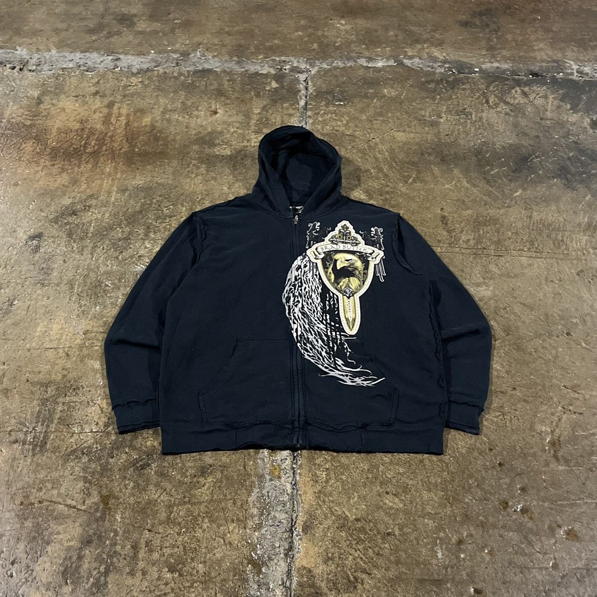 Affliction × Tapout × Vintage Crazy Vintage Y2K Affliction Style Grunge Goth Zip-Up Hoodie Size US XL / EU 56 / 4 - 2 Thumbnail