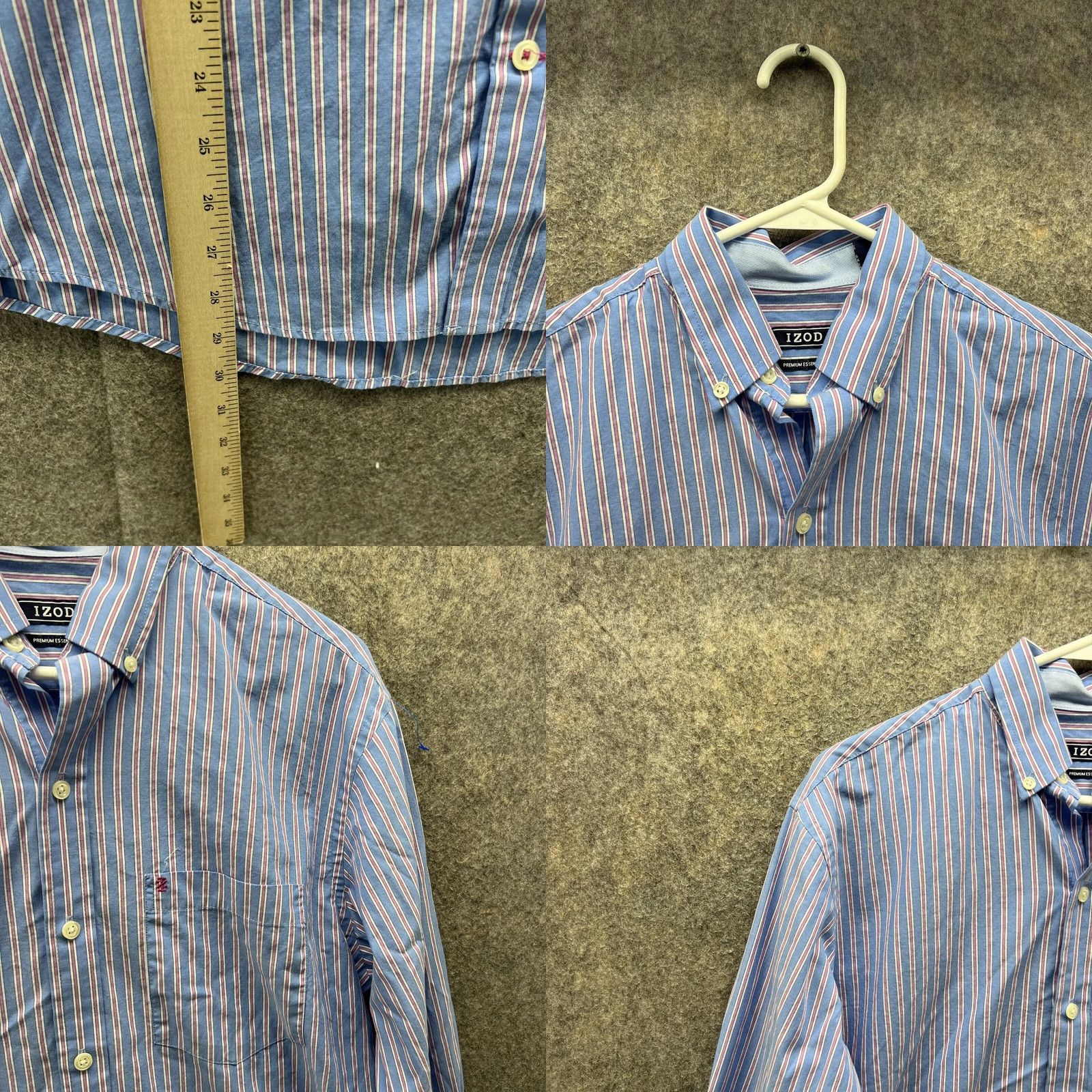 Izod VINTAGE Izod Shirt Men Small Blue Casual Button Down Striped Premium Essentials - IZOD Button-Up/Collar-Down/All Seasons/Men/Blue/Striped/Small Size US S / EU 44-46 / 1 - 8 Thumbnail