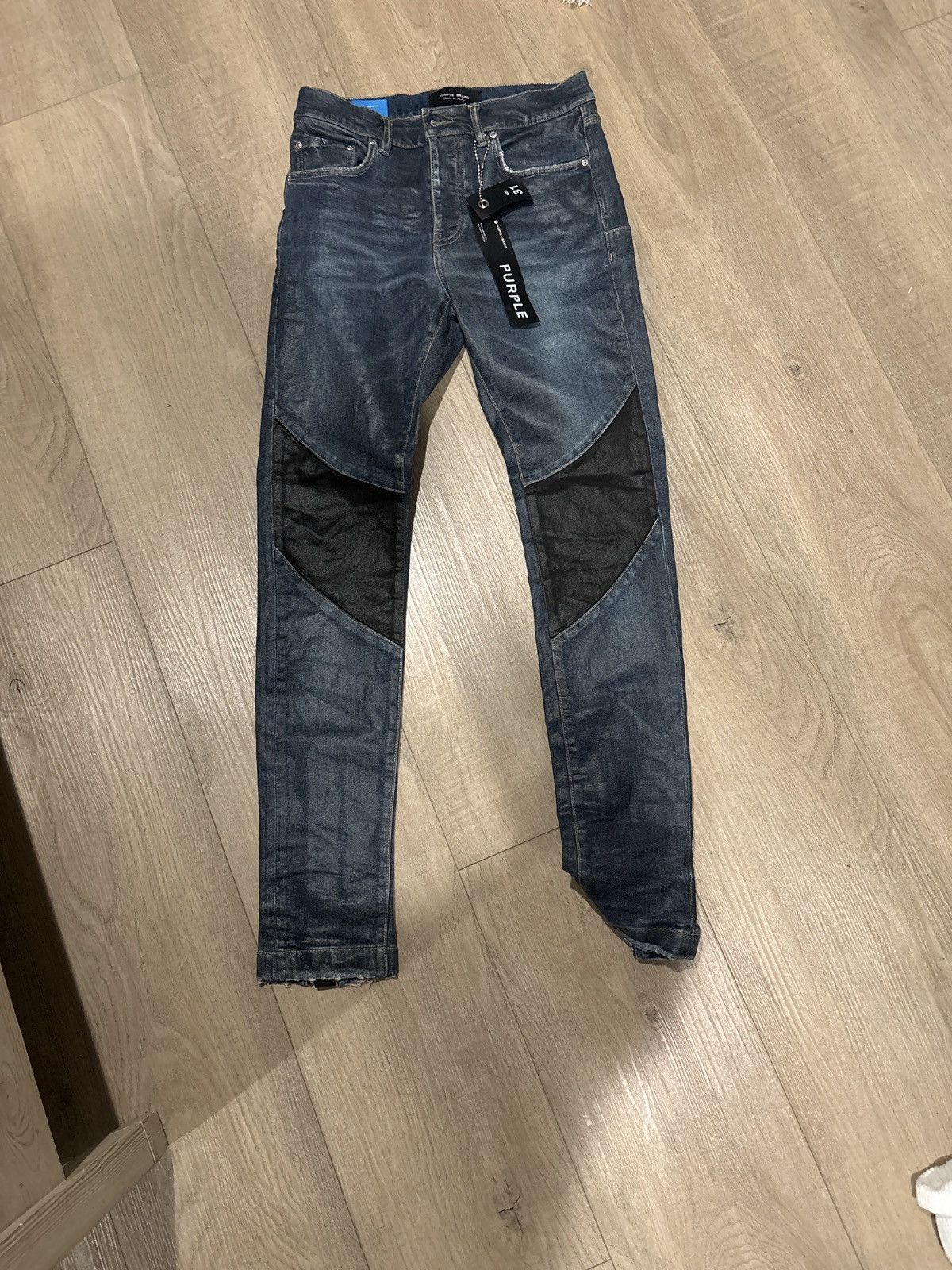Purple Brand Purple Brand Waxed Moto Jeans Size US 31 - 1 Thumbnail