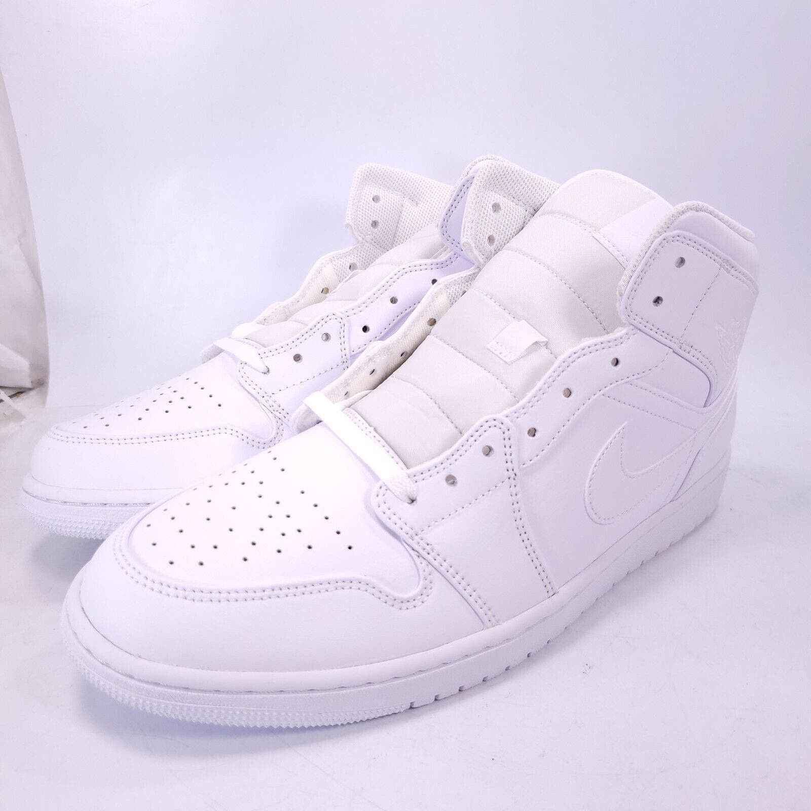 image of Nike Air Jordan 1 Mid Shoe Mens Size 13 554724-136 White