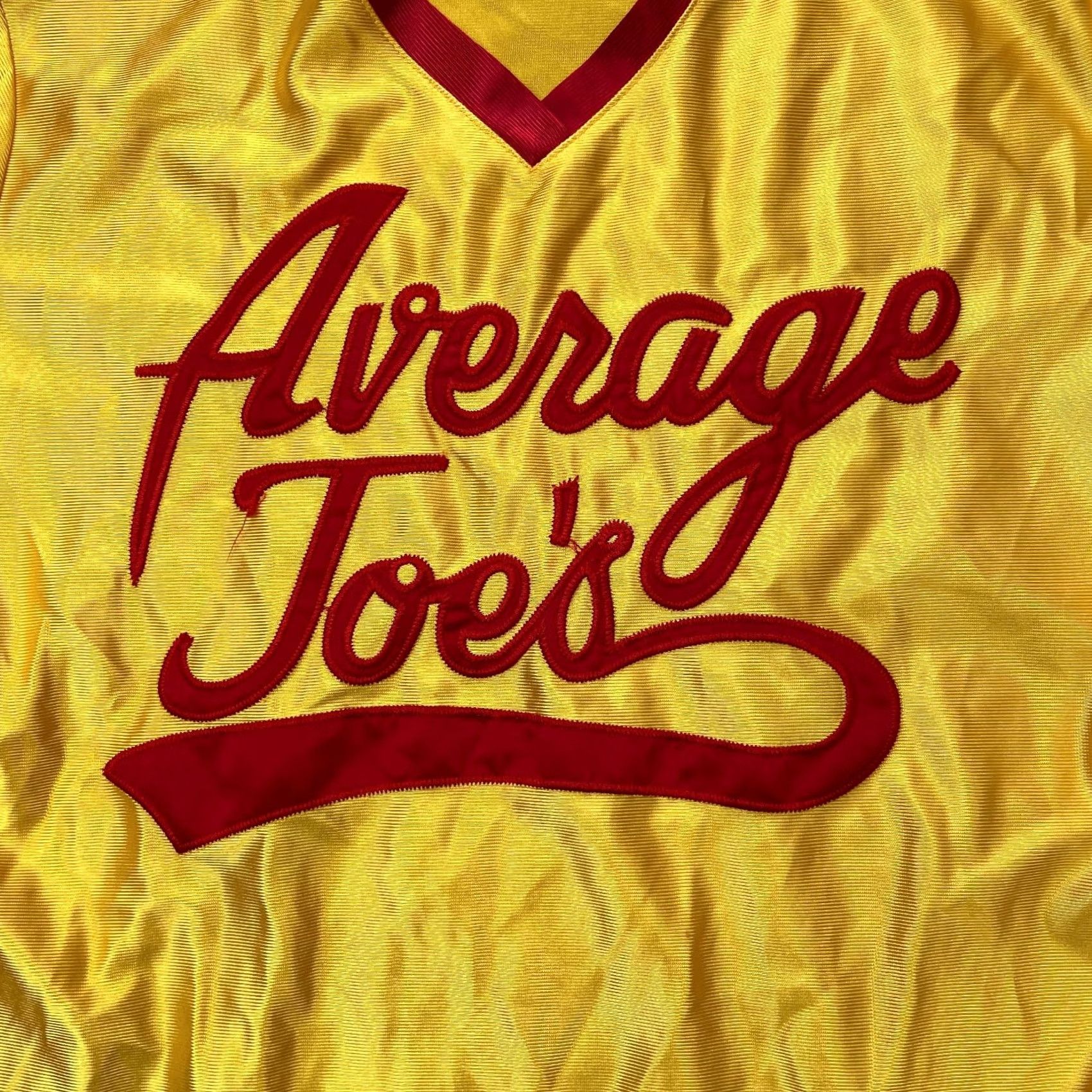 Vintage Movie Promo Dodgeball Average Joes Jersey Mens Large Yellow Satin Shirt Costume Size US L / EU 52-54 / 3 - 3 Thumbnail