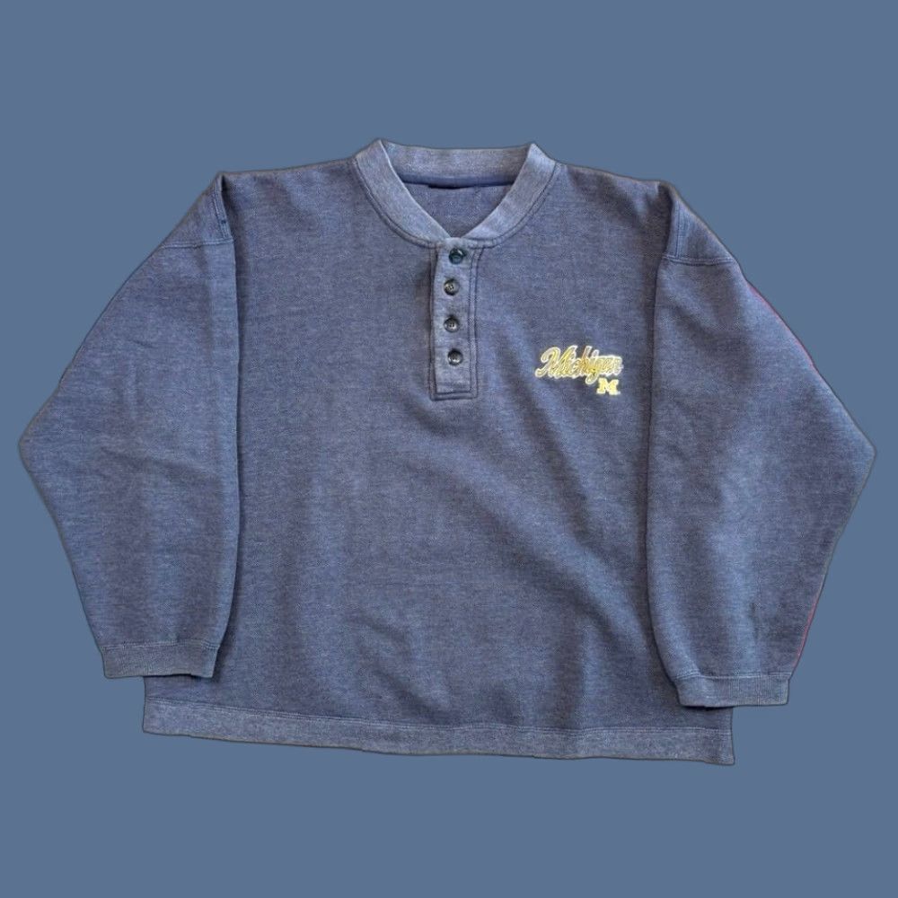 Vintage VINTAGE 90s University of Michigan Embroidered Sweatshirt Women XL Blue Size XL / US 12-14 / IT 48-50 - 1 Thumbnail