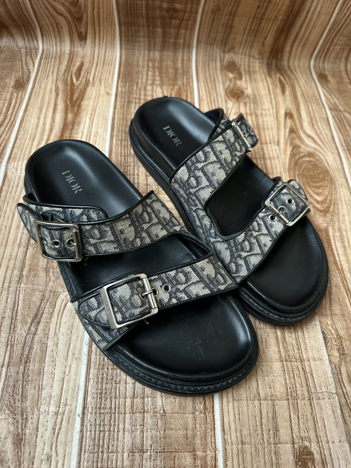 Dior DIOR Aqua Oblique Jacquard Sandals Beige Black Size US 8 / EU 41 - 3 Thumbnail