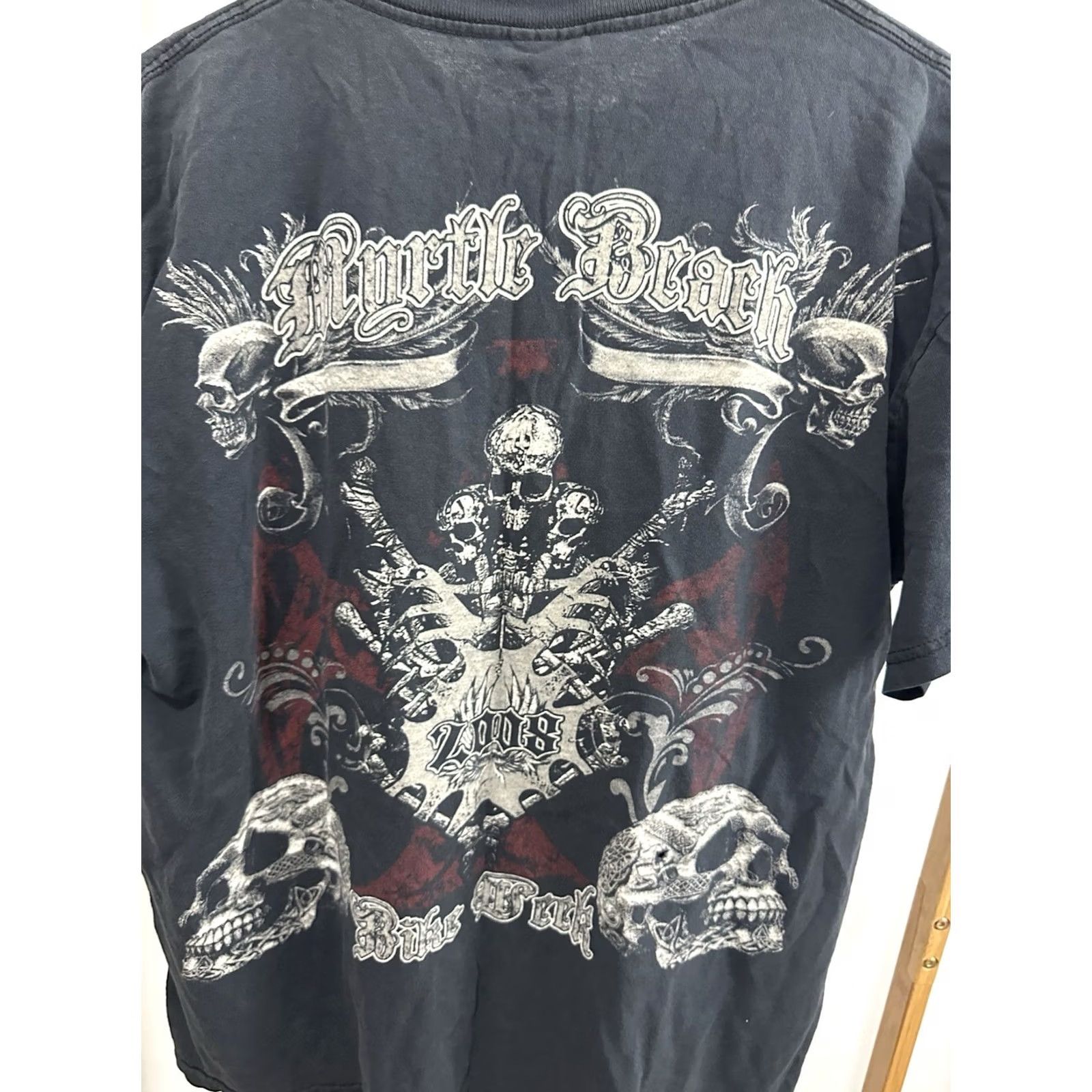 Delta VTG Myrtle Beach Bike Week Skull Y2K Faded Thrashed Worn Biker T-Shirt Size L Size US L / EU 52-54 / 3 - 3 Thumbnail