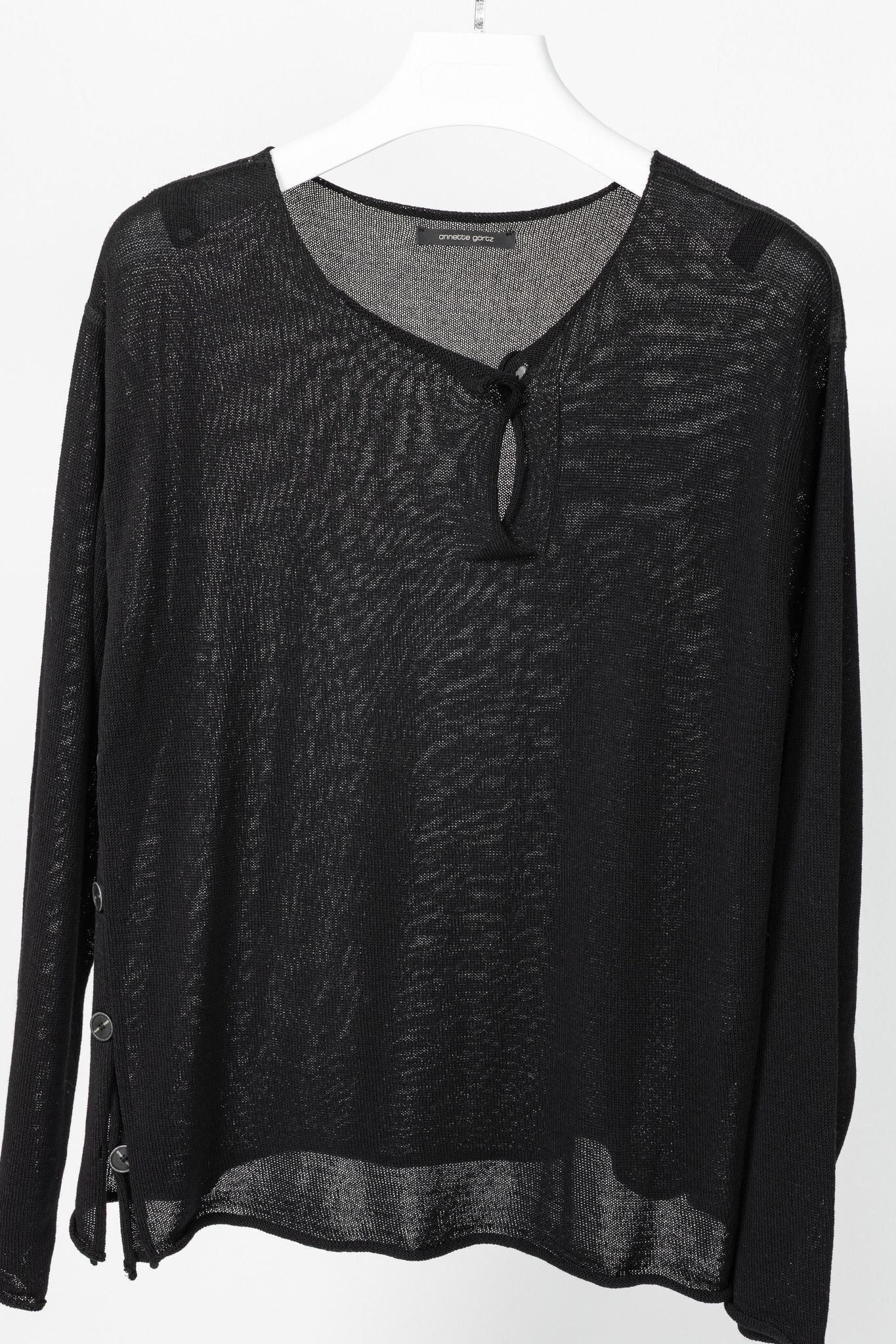 Annette Gortz Annette Gortz Teno Black Viscose Button-Side Sweater Size L / US 10 / IT 46 - 3 Thumbnail