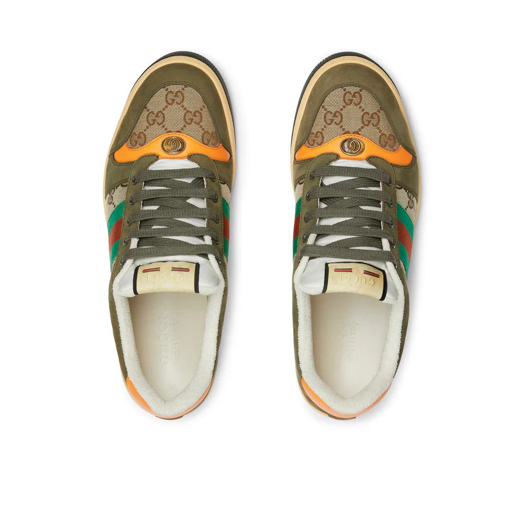 GUCCI Screener $1060 Beige/Dark Brown GG Canvas Sneakers New