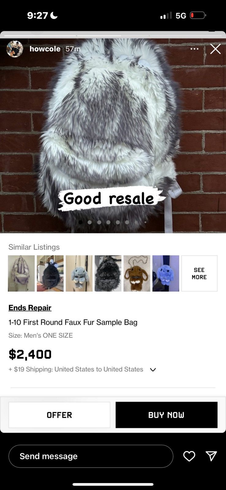 Ends Repair 1-10 First Round Faux Fur Sample Bag Size ONE SIZE - 10 Thumbnail
