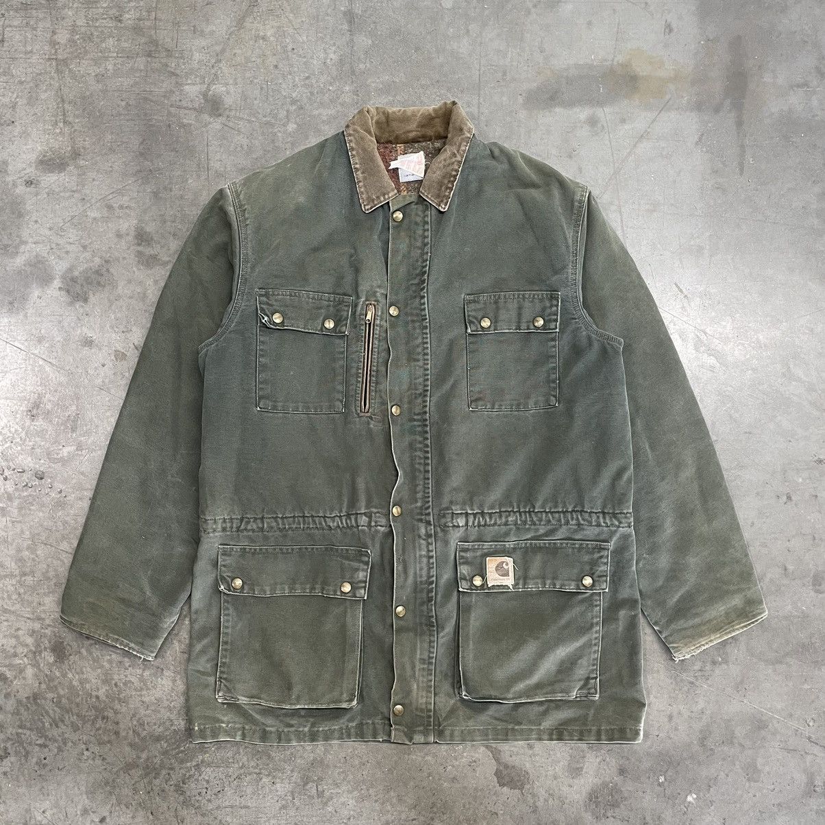 Carhartt × Vintage Vintage 90s Carhartt Chore Coat Moss Green 