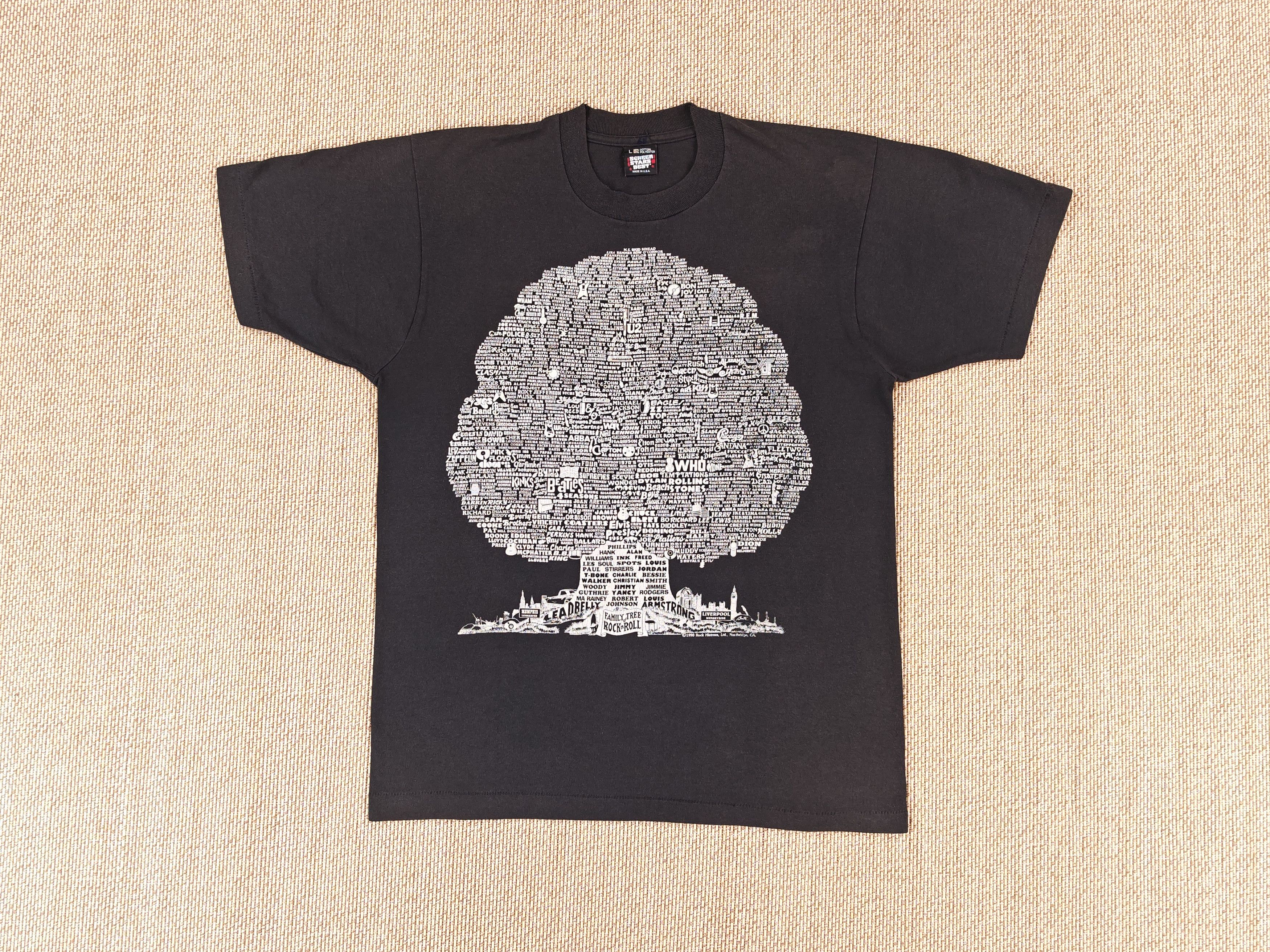 Vintage Vintage 1990s Family Tree Of Rock N Roll Tee Size US L / EU 52-54 / 3 - 1 Thumbnail