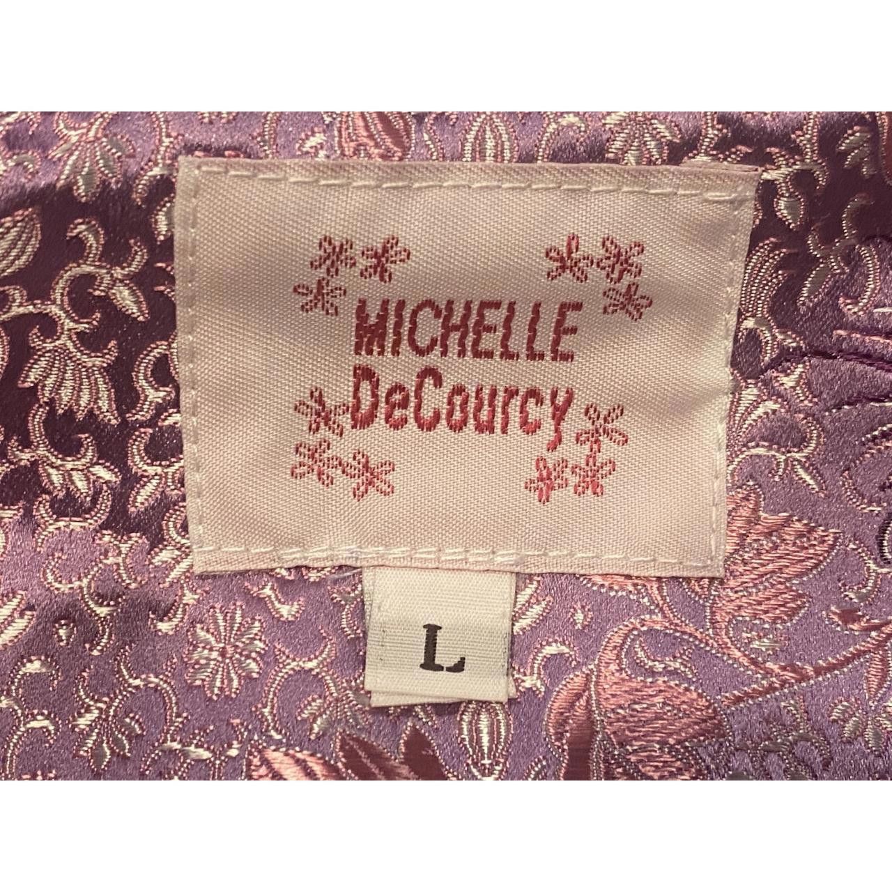 Designer Vintage Style Pink Magenta Floral Brocade Satin Jacket RARE Size L / US 10 / IT 46 - 2 Thumbnail
