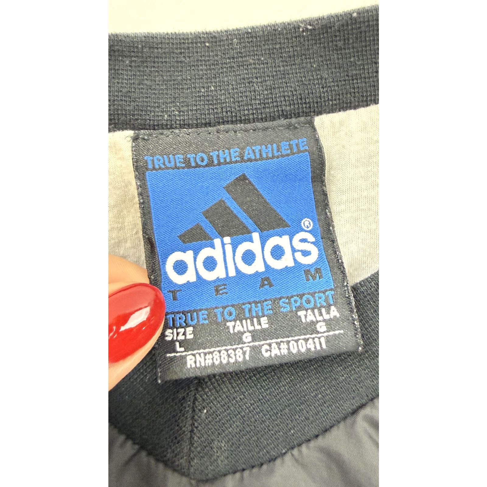 Adidas Adidas Team Windbreaker Jacket Mens Large Black V-Neck Pullover 3 Stripes Lined Size US L / EU 52-54 / 3 - 4 Thumbnail