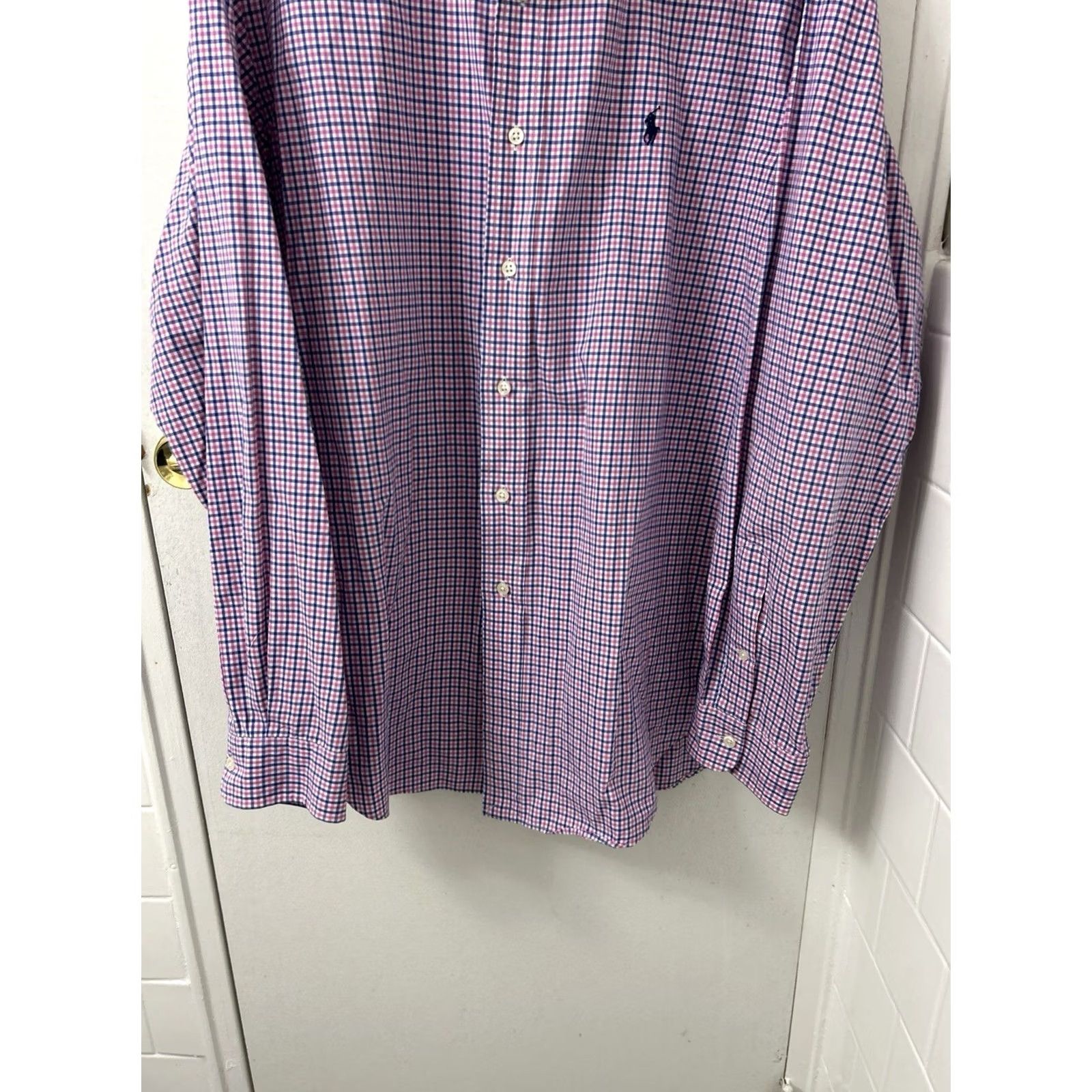 Ralph Lauren VINTAGE Ralph Lauren Shirt Mens XL Pink Blue Oxford Plaid Button Down Logo L/S Size US XL / EU 56 / 4 - 3 Thumbnail