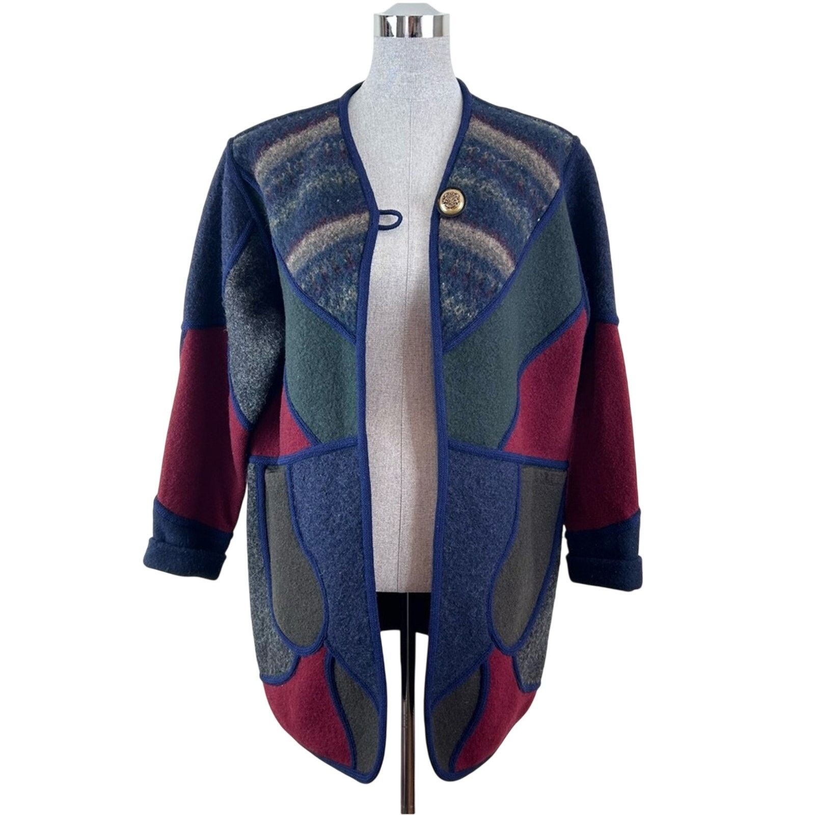Vintage Vintage Wool Coat Mosaic Fashions Cocoon Patchwork Funky Size ONE SIZE - 1 Thumbnail