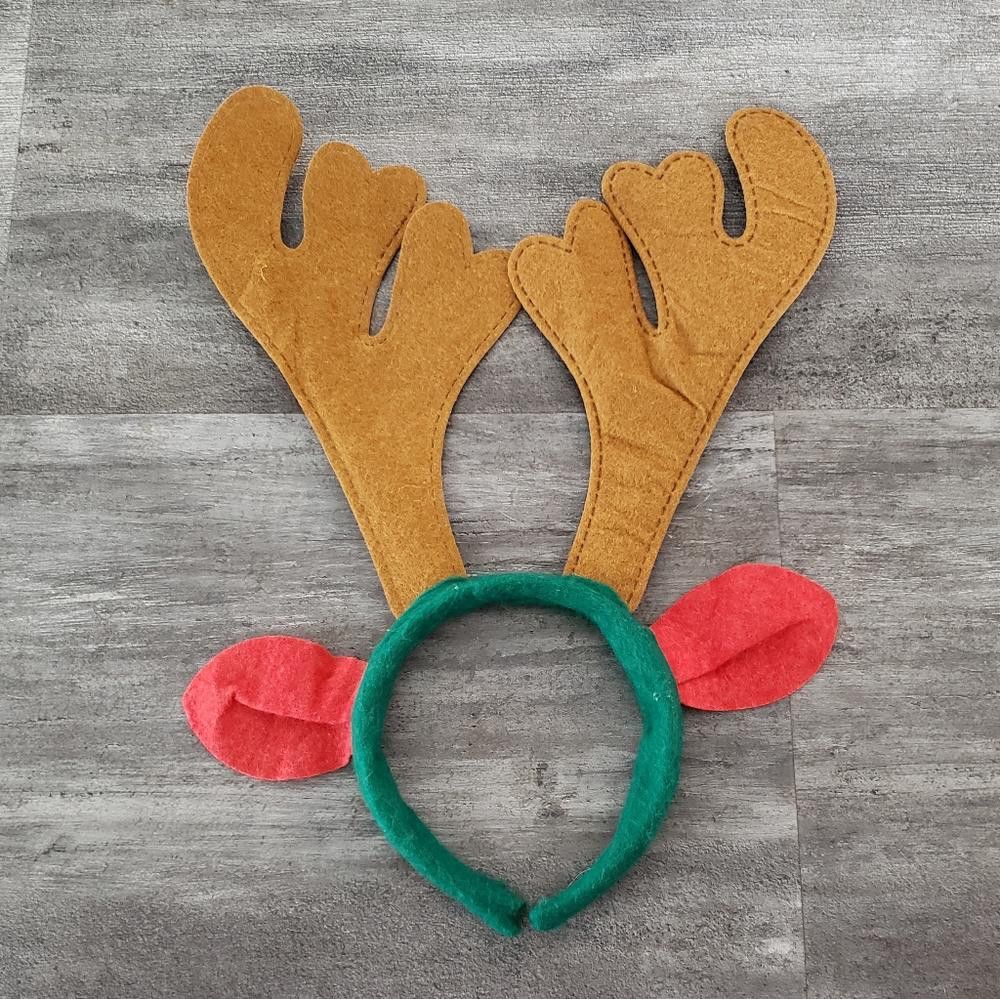 Designer Red Green Xmas Reindeer Head Piece Size ONE SIZE - 2 Thumbnail