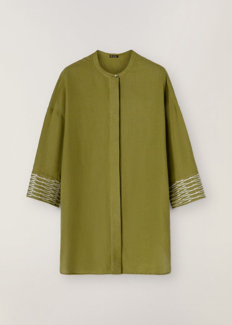 Loro Piana o1srvl11e0524 Shirt in Olive Size L / US 10 / IT 46 - 1 Thumbnail