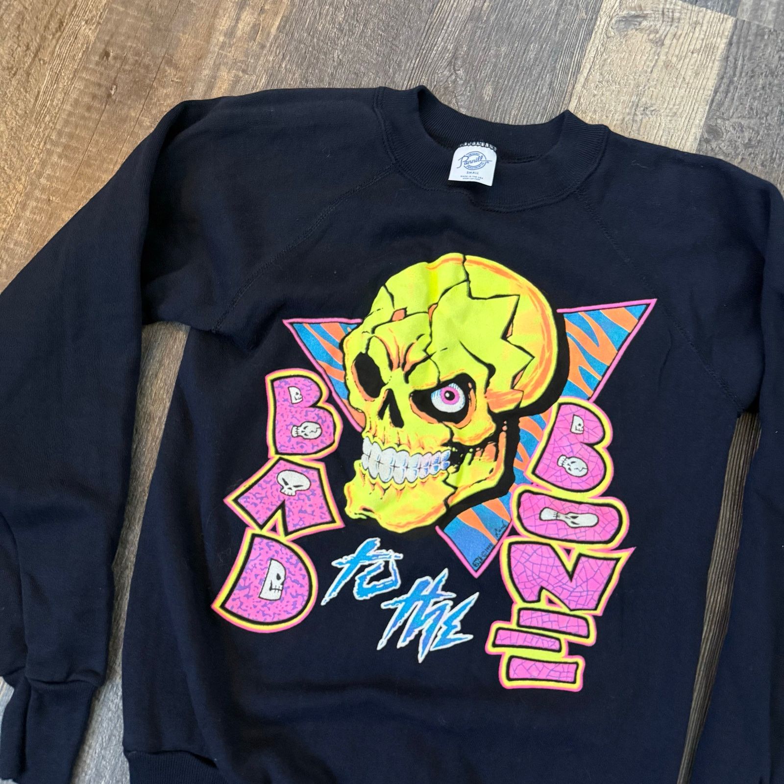 Vintage 1990 Pannill Bad To The Bone Skull Sweatshirt Size US XS / EU 42 / 0 - 2 Thumbnail