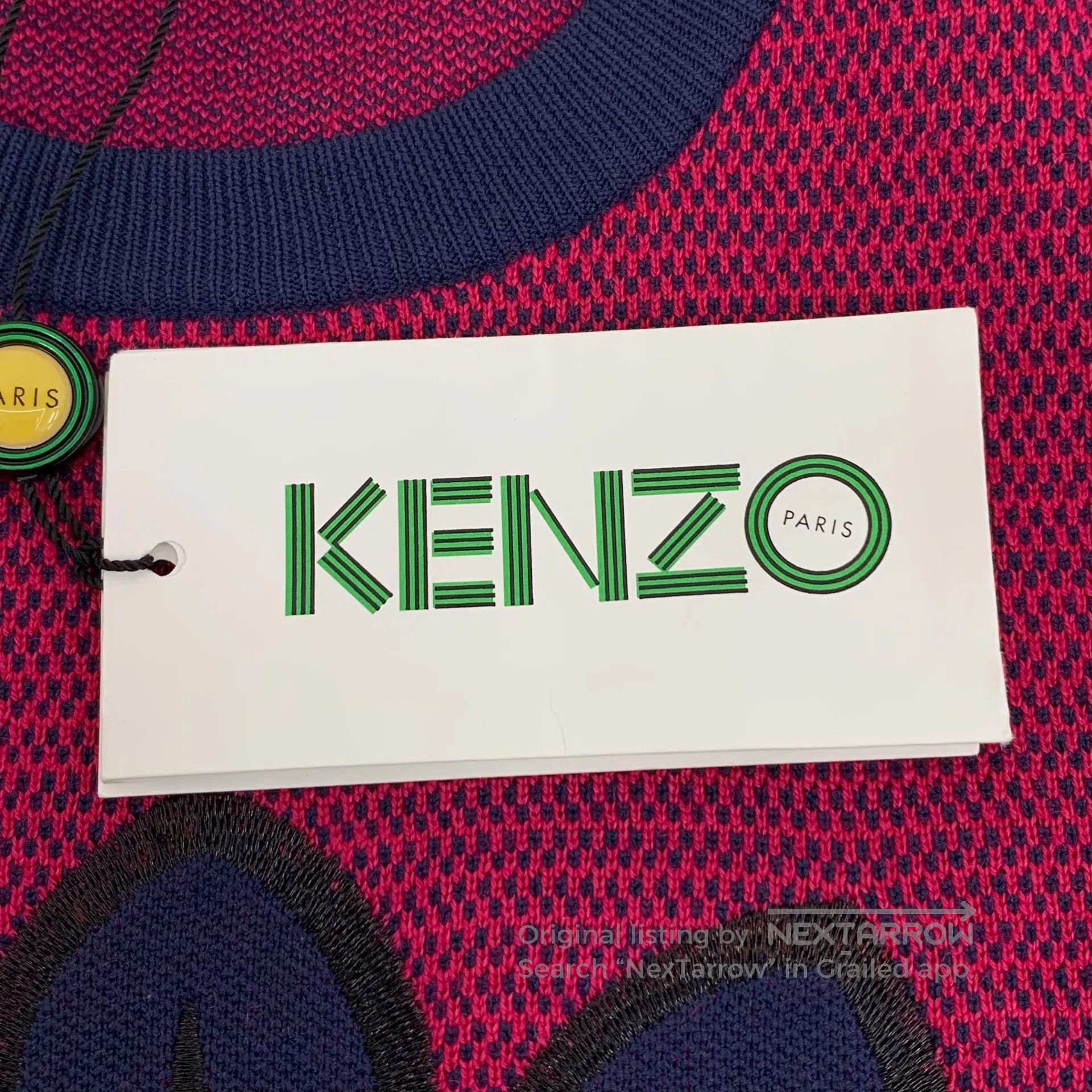 Kenzo Kenzo Pink logo eye embroidery round neck wool knitted swe Size US S / EU 44-46 / 1 - 6 Thumbnail