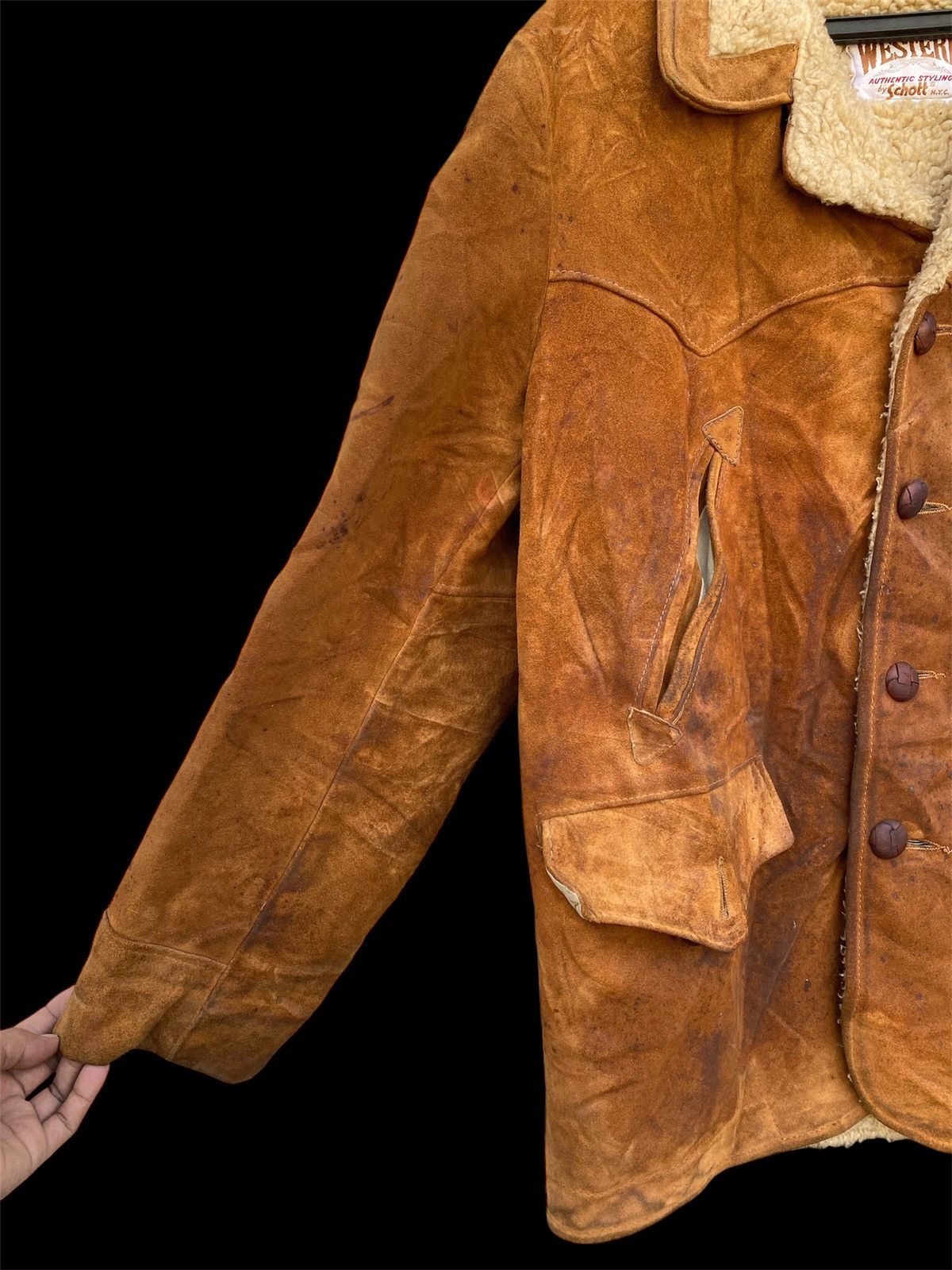 Schott × Vintage × Western Rise Schott Western Shearling Suede Jacket Vintage 90s Size US M / EU 48-50 / 2 - 2 Thumbnail