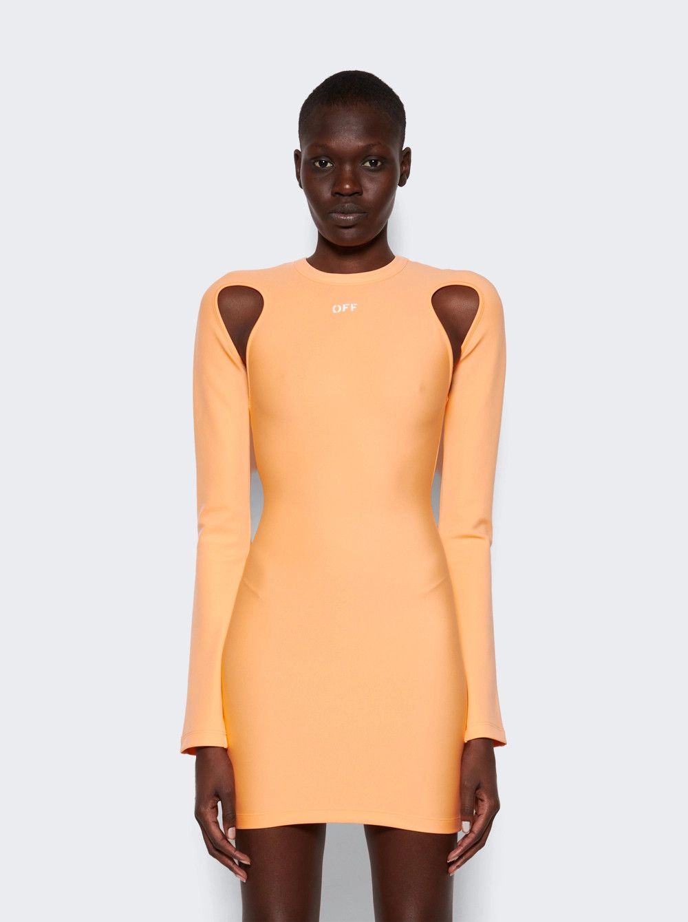 Off-White o1mle0425 Sleek Cut Out Mini Dress in Peach Orange Size XS / US 0-2 / IT 36-38 - 3 Thumbnail