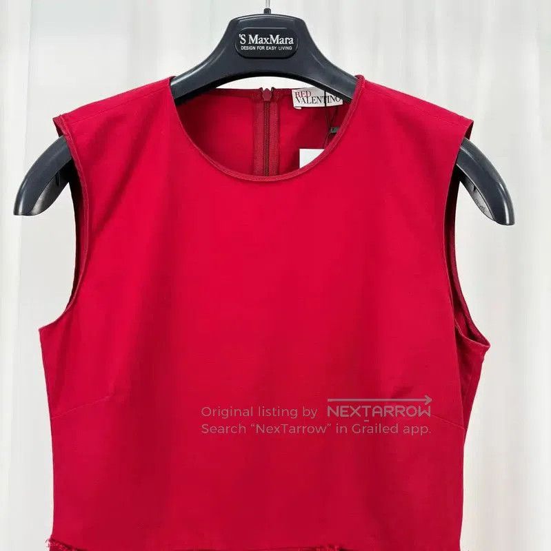 Valentino Valentino Red Pleated Midi Dress for Women . Size L / US 10 / IT 46 - 3 Thumbnail