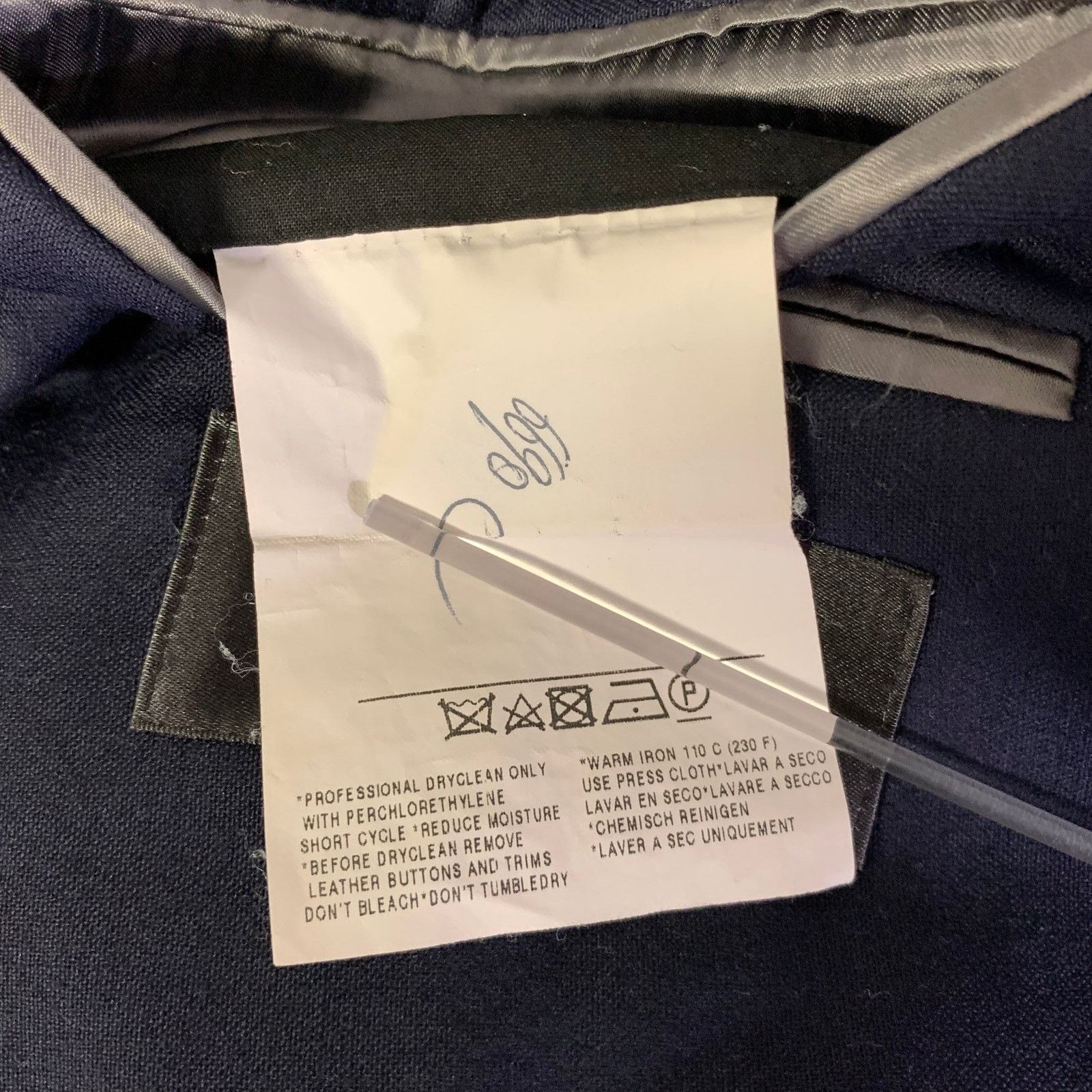 Ermenegildo Zegna ERMENEGILDO ZEGNA Size 44 Navy Wool Notch Lapel Sport Coat Size 44R - 8 Thumbnail